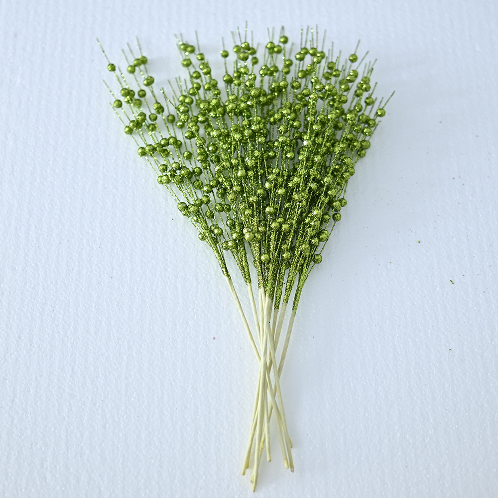 Künstlicher Glitzerbeerenstiel, 40 Cm, Grüner Beerenzweig, Ornamente Für Weihnachtsbaumkränze, Blumenarrangements Und Tischdekorationen
