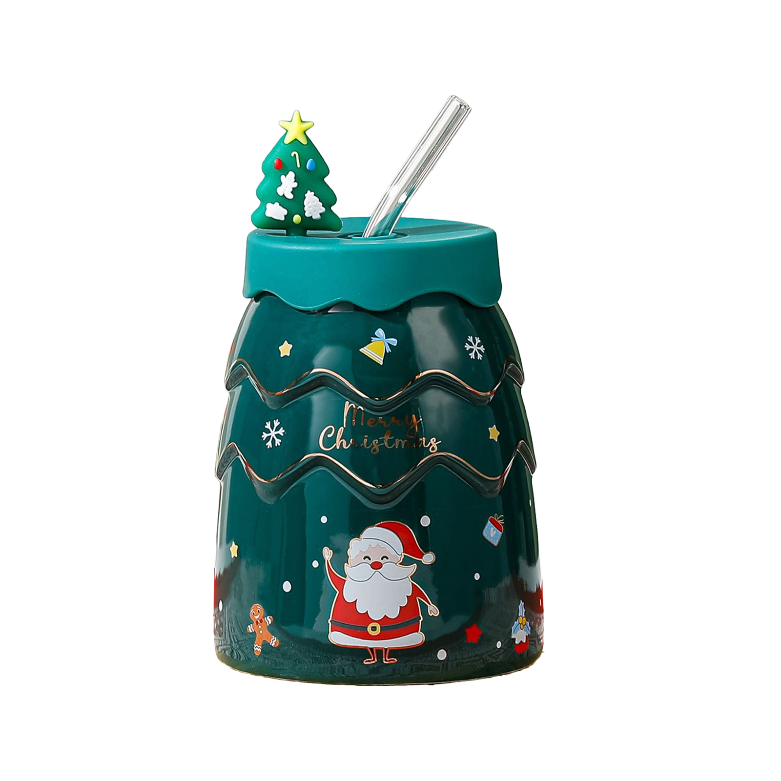 Grüner, Weihnachtsbaumförmiger Kaffeebecher, Multifunktionaler Keramikbecher In Weihnachtsbaumform Für Küche Und Büro