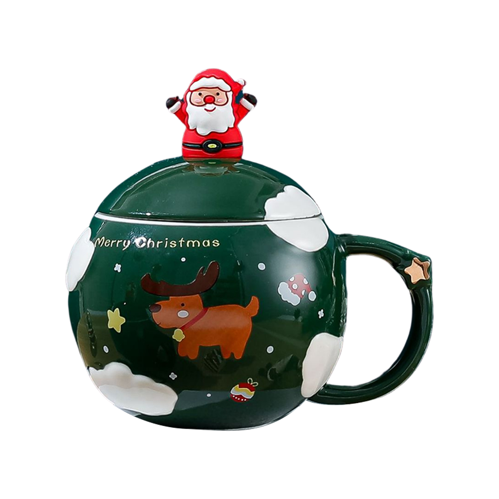 Keramikbecher, Kaffeebecher, Planetenbecher - Grün 400 Ml (farbbox)