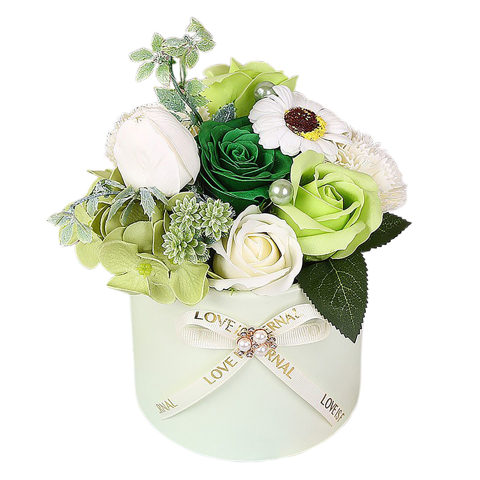 Kreative, Zylindrische Seifenschale In Smaragdgrün (mit Schachtel), Verziert Mit Einer Rose. Ideal Als Geschenk Zum Geburtstag, Muttertag Oder Valentinstag. Ein Perfektes Kleines Präsent.