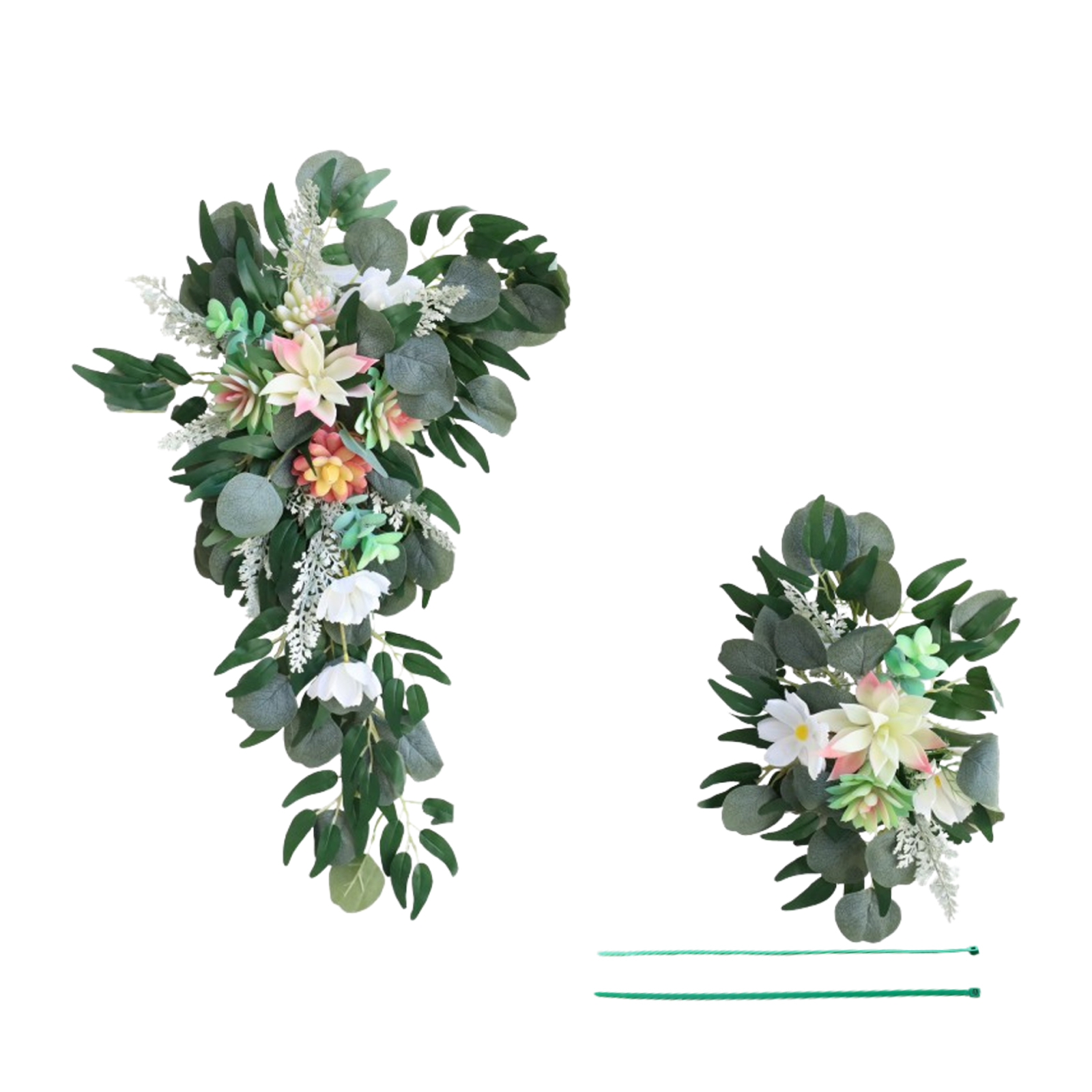 Künstliche Blumengirlanden (paar) Mit 2 Bändern Für Hochzeitsbögen, Garten, Sukkulenten Und Grüne Pflanzen