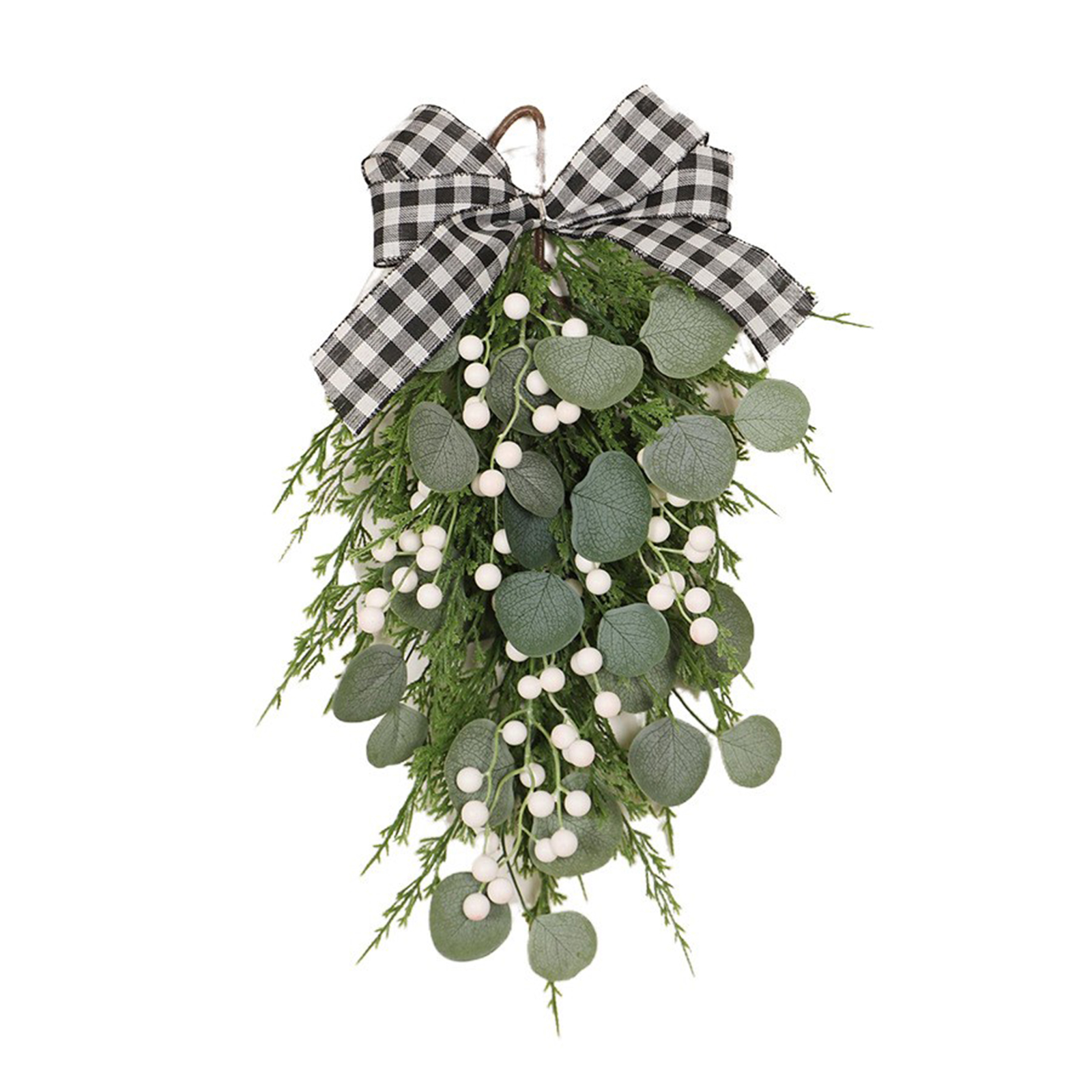 Künstlicher Eukalyptus-girlande Mit Schleife, 50 Cm (19,7 Zoll), Hängendes Grün In Tropfenform, Dekorative Girlande Für Tür- Und Fensterdekoration