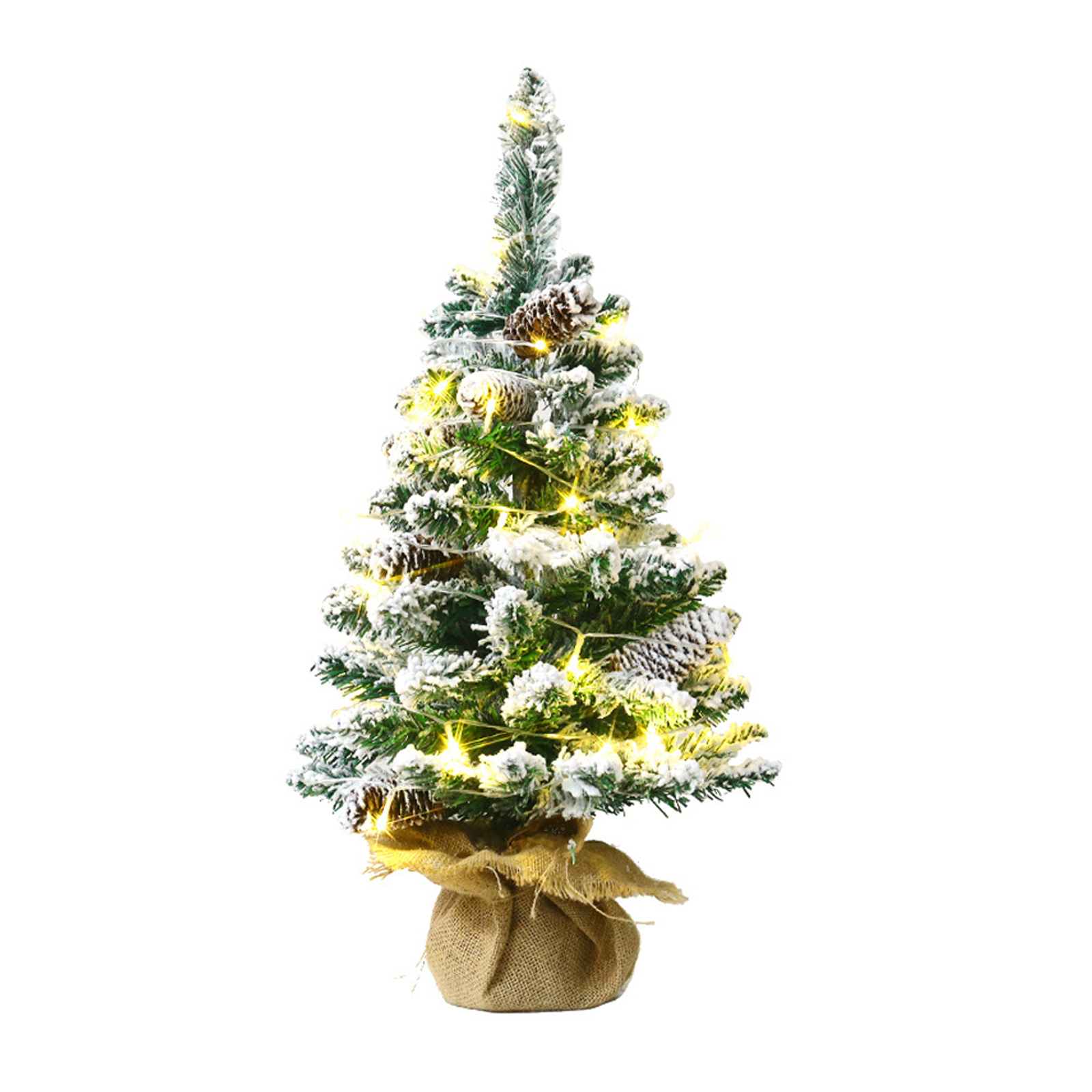 Miniatur-künstlicher Weihnachtsbaum Aus Kiefernholz, Realistisch, Zum Aufstellen Auf Einem Tisch, Mit Warmem Licht, 45 Cm.