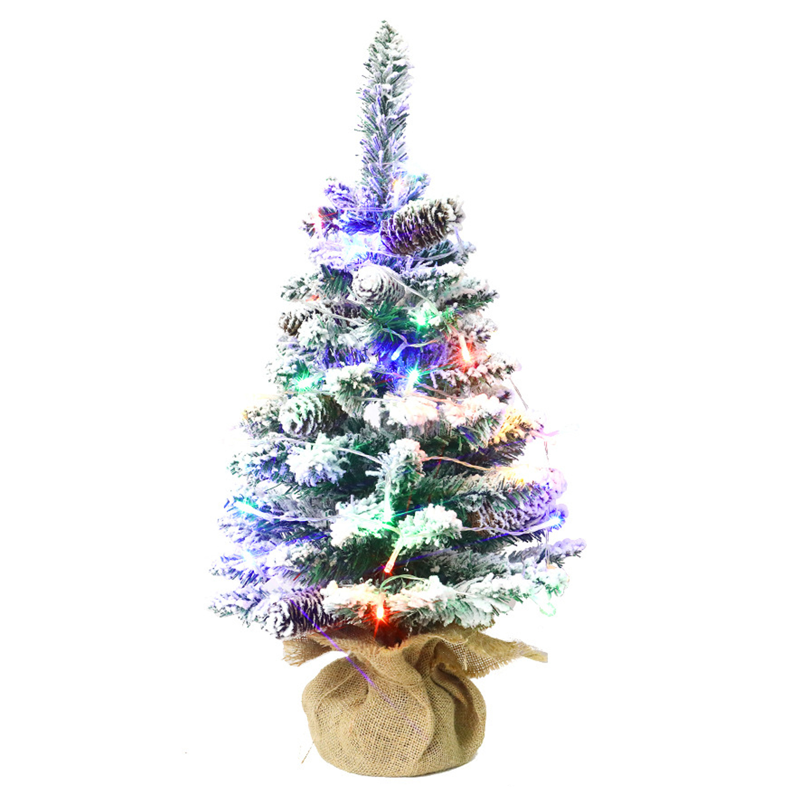Miniatur-weihnachtsbaum Aus Kiefernholz, Realistisch, Mit Farbigen Lichtern, 60 Cm. Tischdekoration Für Zuhause.