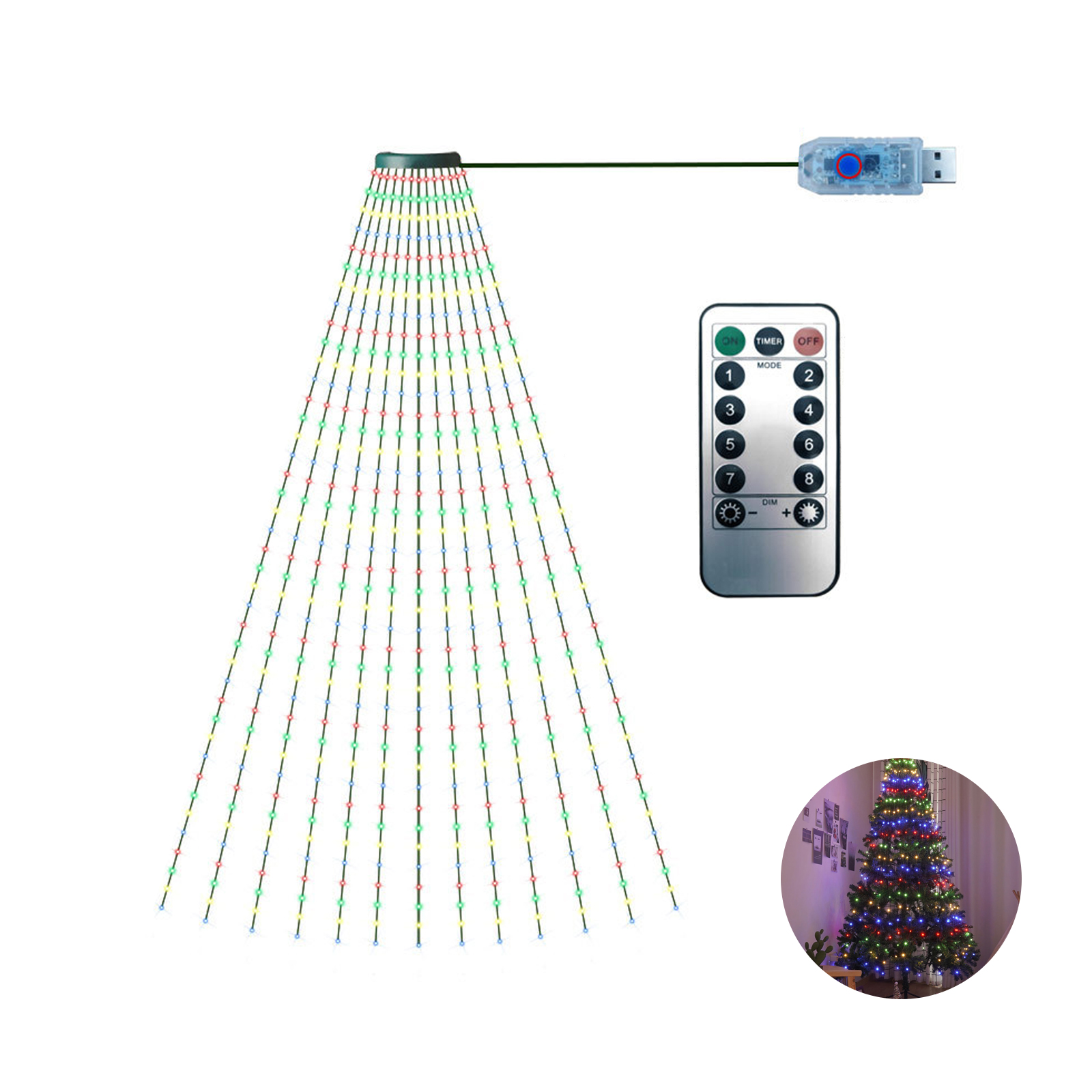 Weihnachtsbaum-lichterkette, Gartenbeleuchtung, Wasserfallbeleuchtung, Party- Und Campingbeleuchtung, Led-wasserlichter