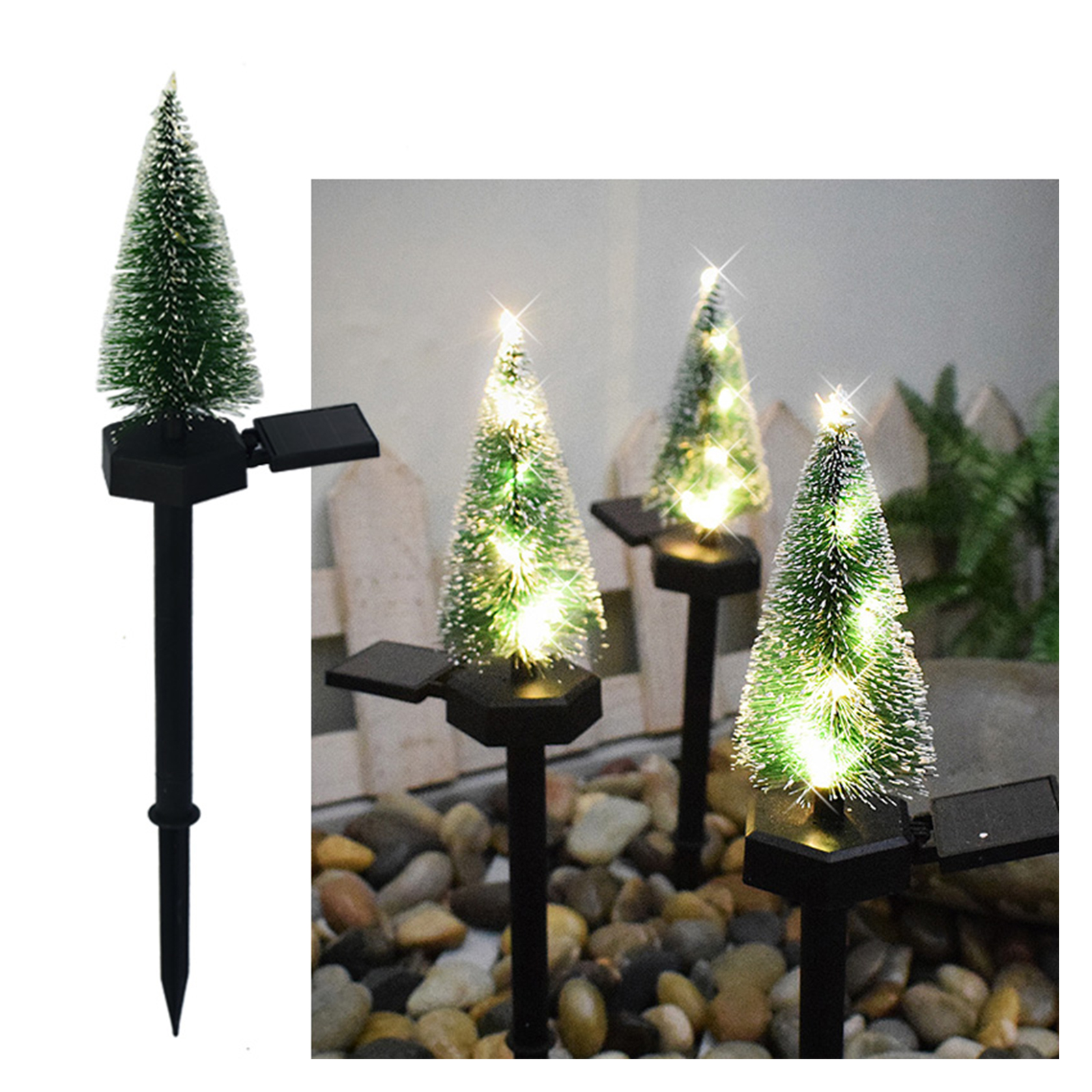 Solarbetriebene Weihnachtsbaum-gartenleuchte Mit Erdspieß, Ip55 Wasserdicht, 6 Warmweiße Leds, Solar-wegeleuchte Für Terrasse Und Garten