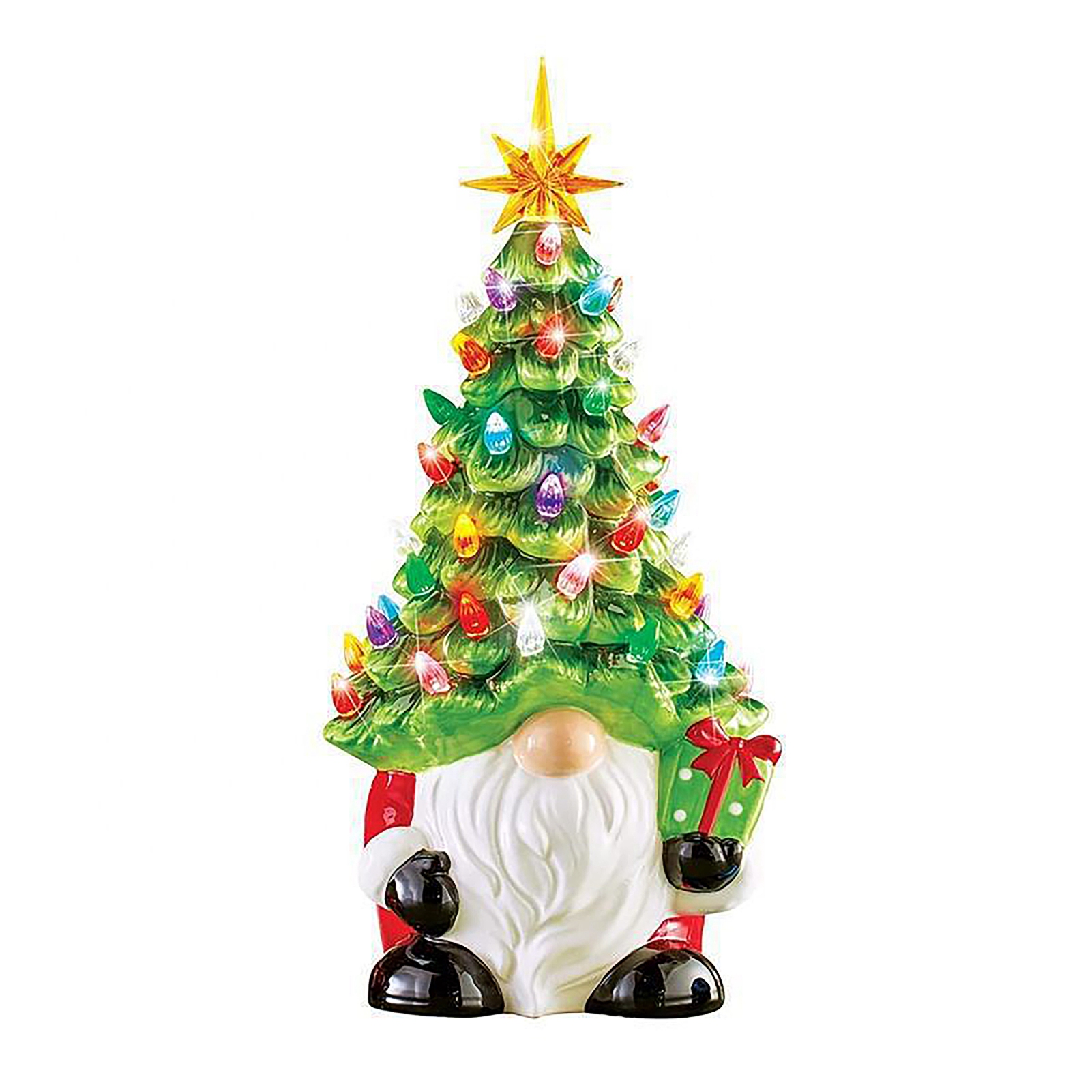 Weihnachtsbaum Aus Kunstharz, Prächtiger, Beleuchteter Weihnachtsbaum Mit Wichtel Und Bunten Lichtern Zur Weihnachtlichen Heimdekoration