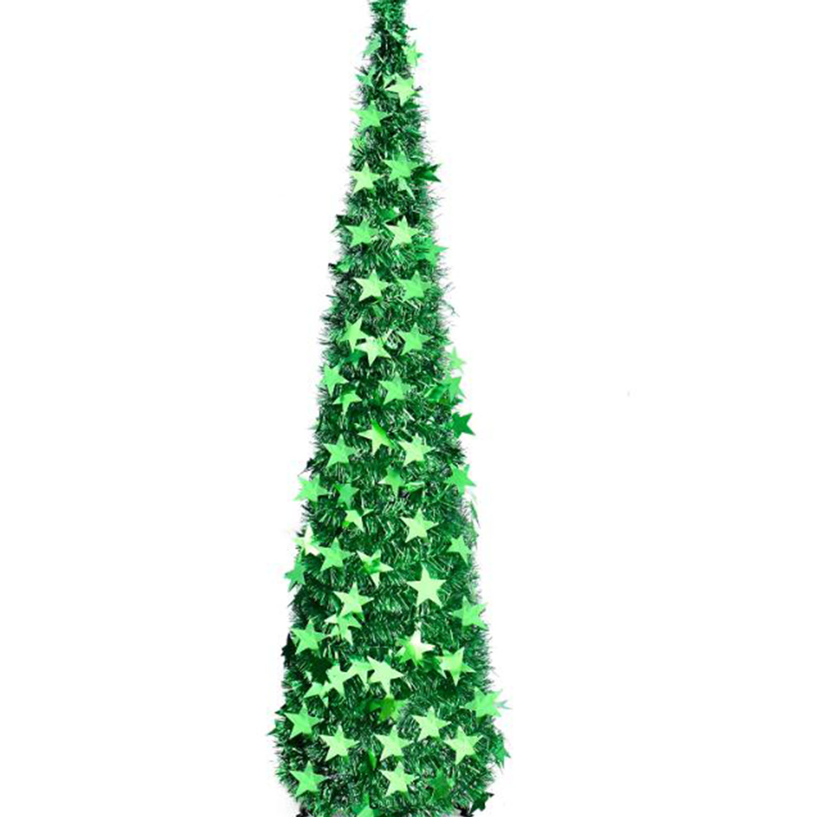 Faltbarer Weihnachtsbaumschmuck Aus Pvc Mit Grünen Glitzersternen, Ideal Für Zuhause Oder Hotel.