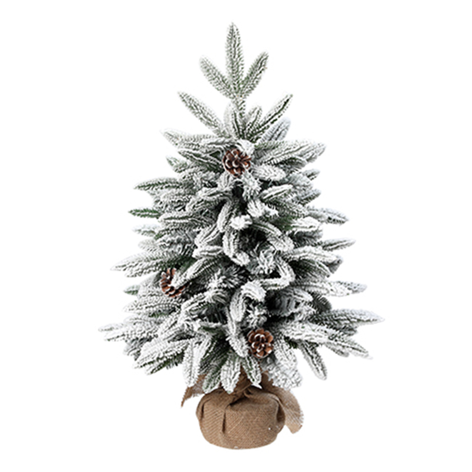 45 Cm Hoher, Schneebedeckter Weihnachtsbaum, Geschmückt Mit Zedernholz Und Schneeflocken, Ideal Für Büro Und Zuhause.