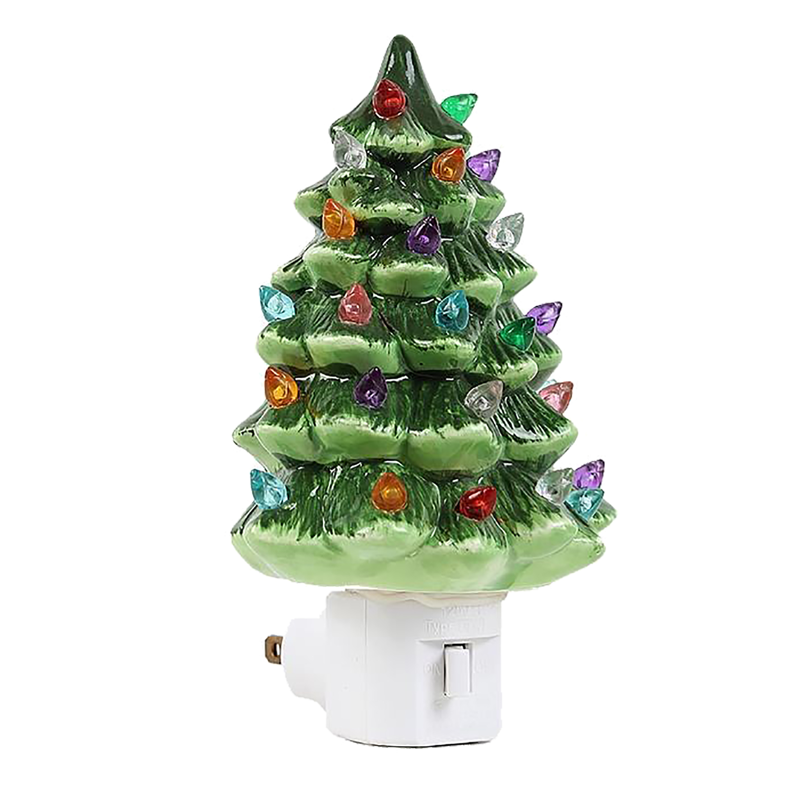 Dekorative Keramik-weihnachtsbaum-nachtleuchte, Zum Einstecken, Grün, Für Nachttische, Schreibtische Und Wohnzimmer.