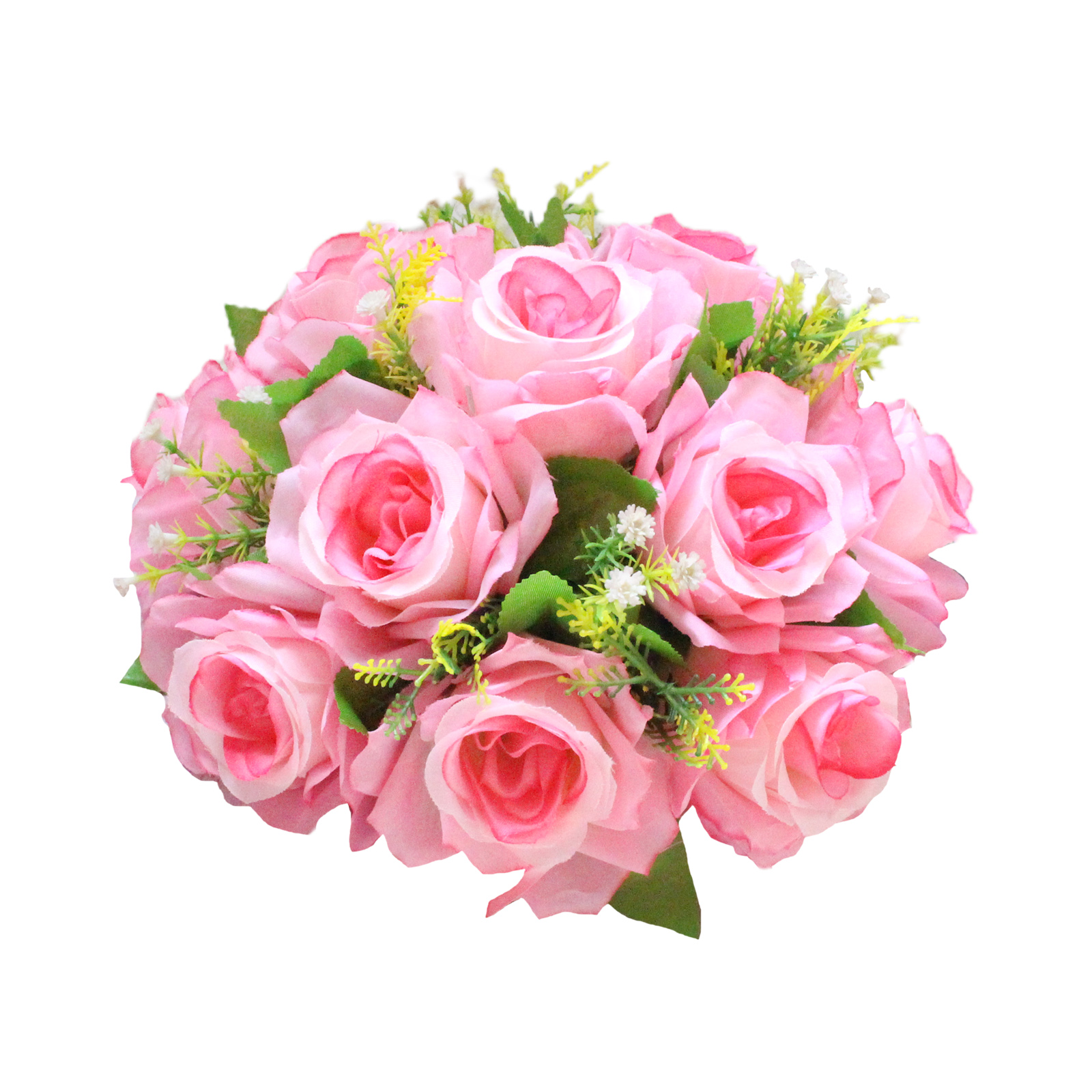 Realistisch Anmutende, Hellrosa Künstliche Blumenkugel Mit 15 Köpfen, Ideal Als Tischdekoration Bei Hochzeiten.