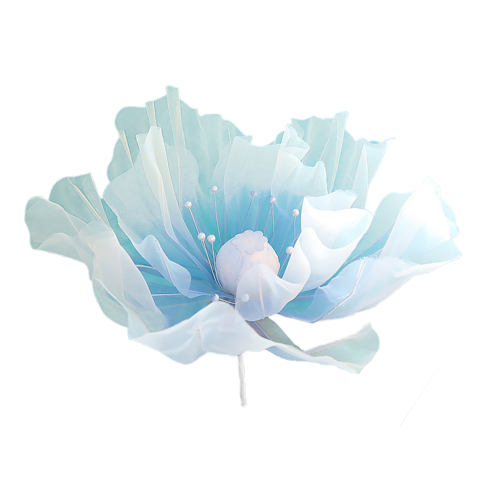 Himmelblaue Künstliche Seidengazeblume, Dekoration Für Hochzeiten Im Freien, Große, Exquisite, Faltbare Künstliche Blume