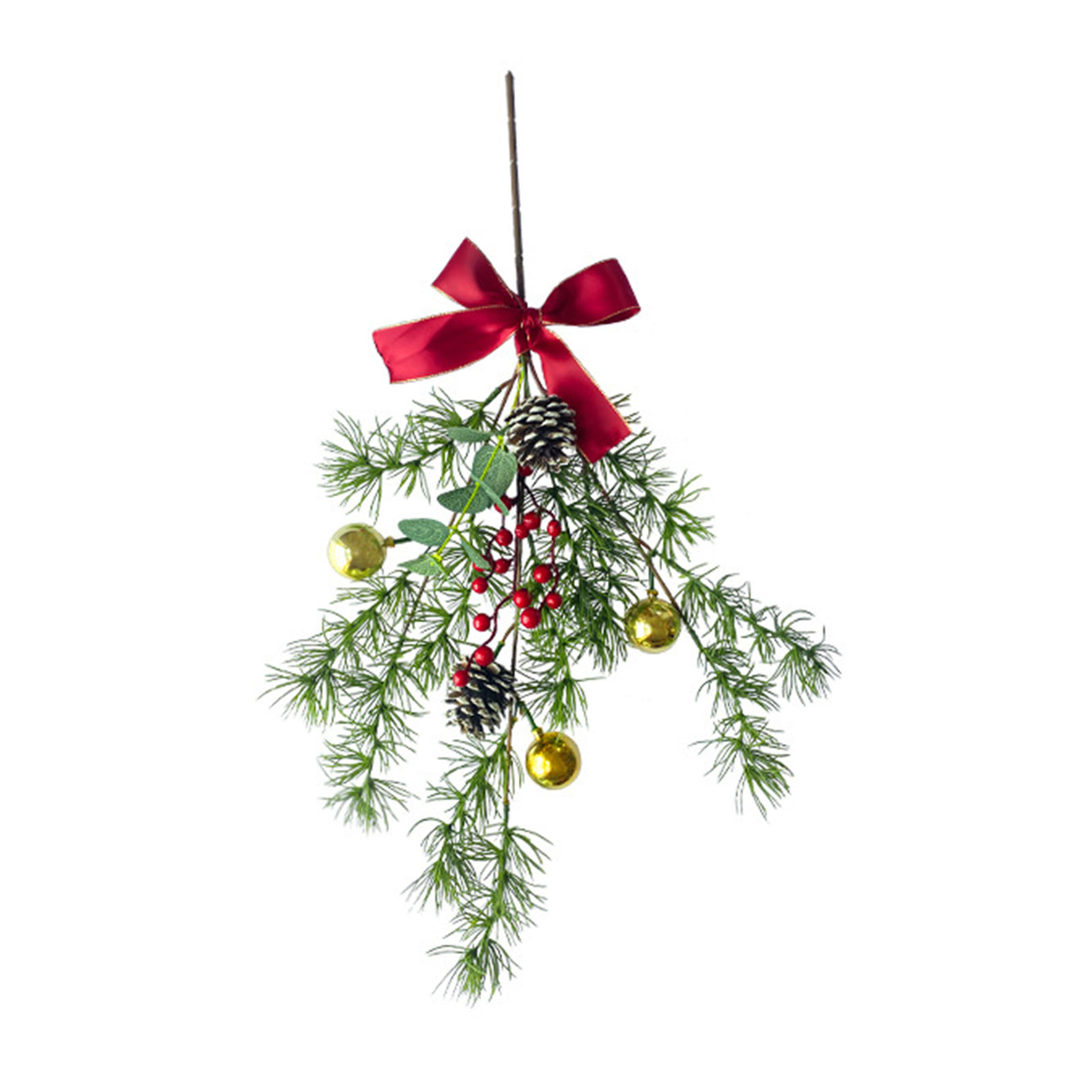 (2 Stück Pro Packung) Künstliche Weihnachtspflanze Aus Kiefernnadeln, Türhänger Aus Rattan, Gold-serie, Wand- Oder Fensterdekoration. Gesamtlänge: 65 Cm (einzeln Verpackt, Flexibel).