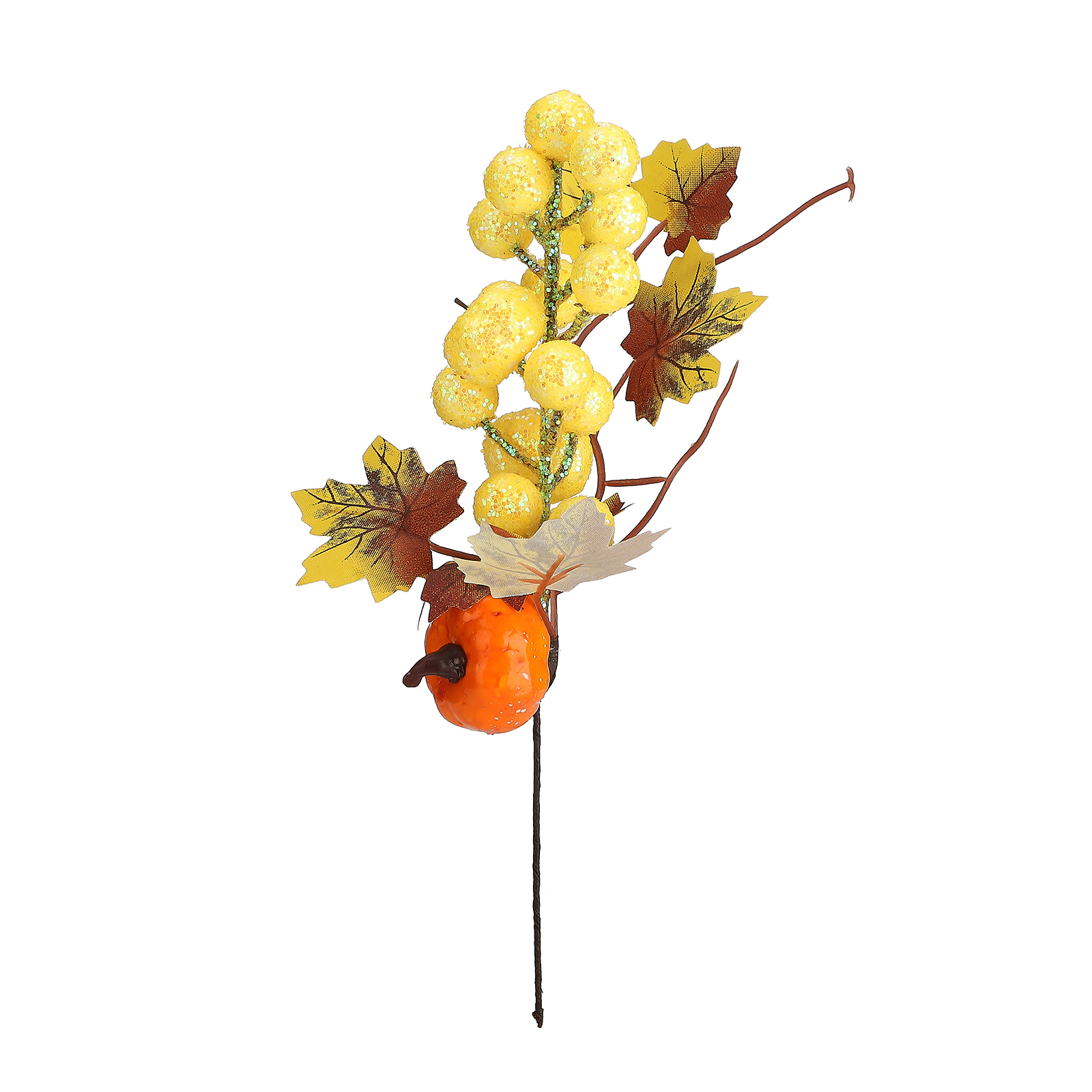 (6 Stück Pro Packung) (22 Cm, Ausführung E, Draht + Schaumstoff) Künstlicher Kürbiszweig In Form Eines Ahornblatts Und Einer Herbstblume