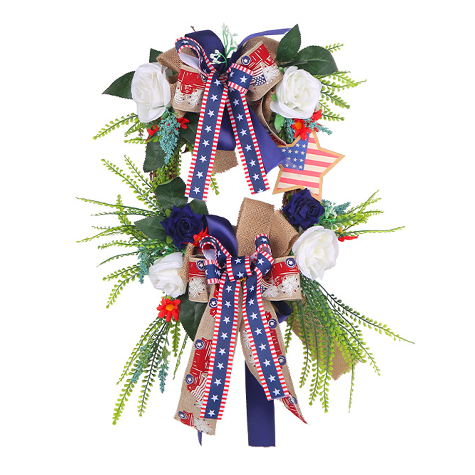Amerikanischer Künstlicher Blumenkranz (55 Cm) Zum Aufhängen An Der Tür (vollständig Zusammendrücken).