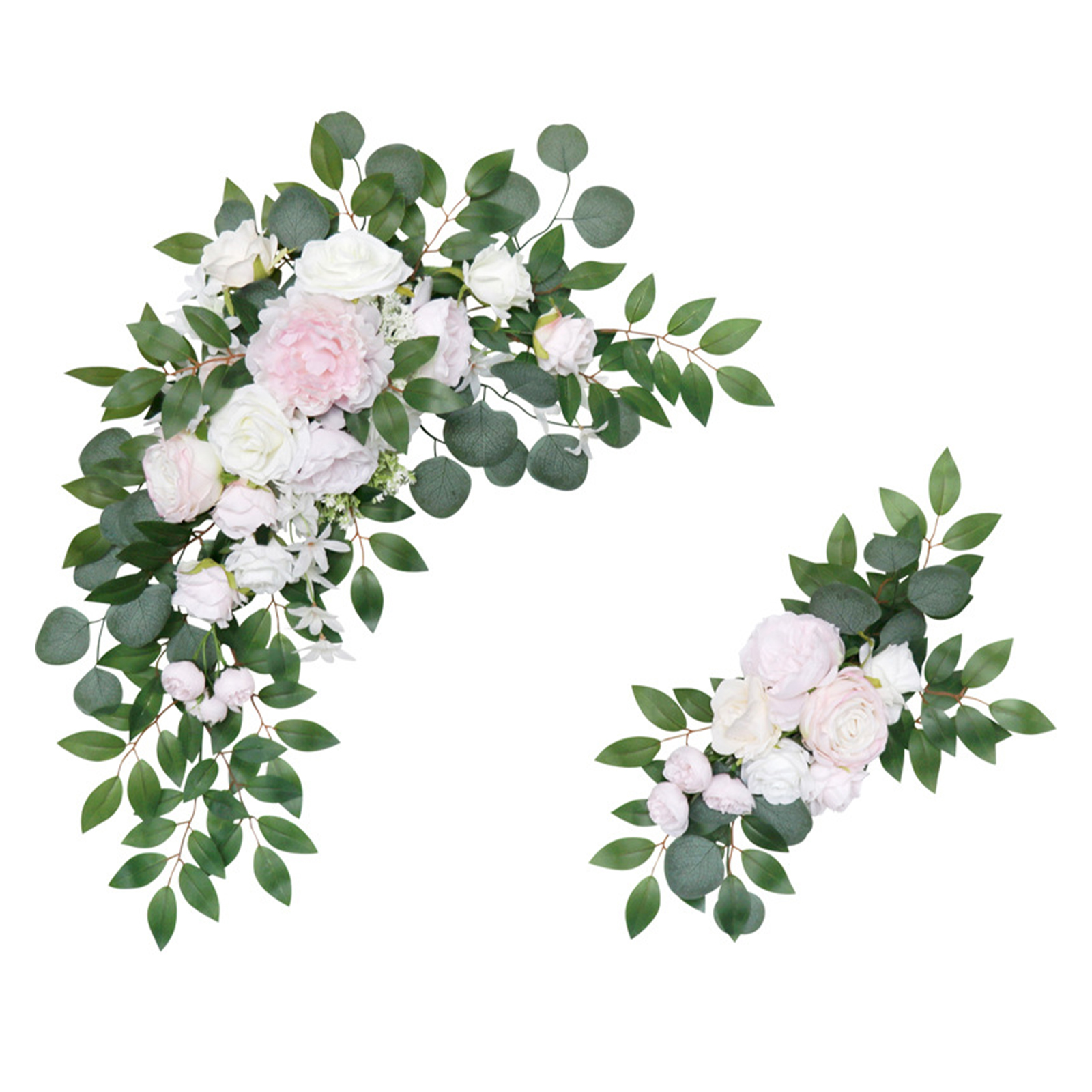 Set Aus Rosa Künstlichen Blumengirlanden Für Den Hochzeitsbogen, Blumengirlanden Für Willkommensschilder Und Die Dekoration Der Hochzeitszeremonie