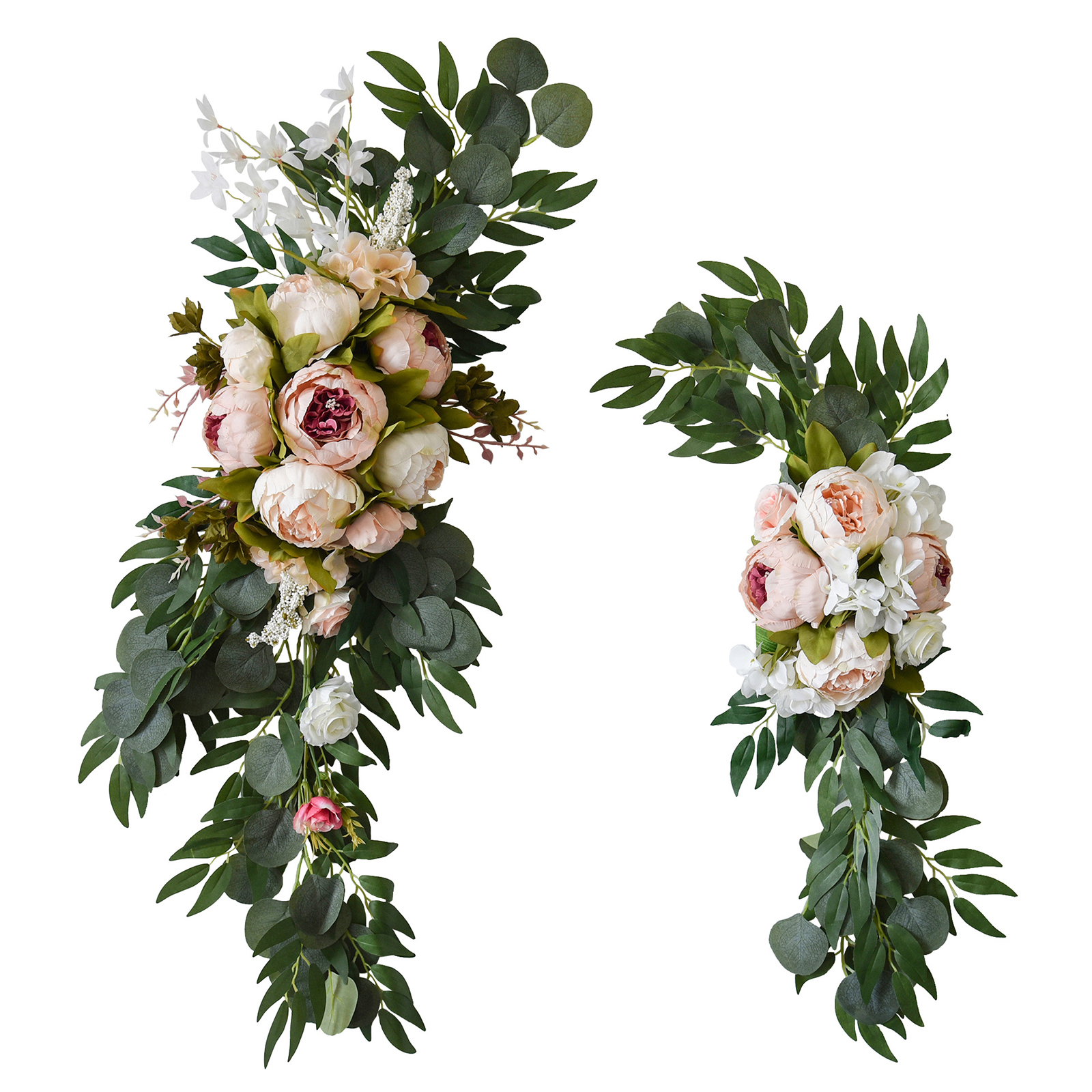 Floraler Hochzeitsbogen (2-teilig): Realistischer, Romantischer Pfingstrosenkranz, Flexibler Und Wiederverwendbarer Sockel, Mit 2-teiligem Sockel Und 2-teiligem Sockel.