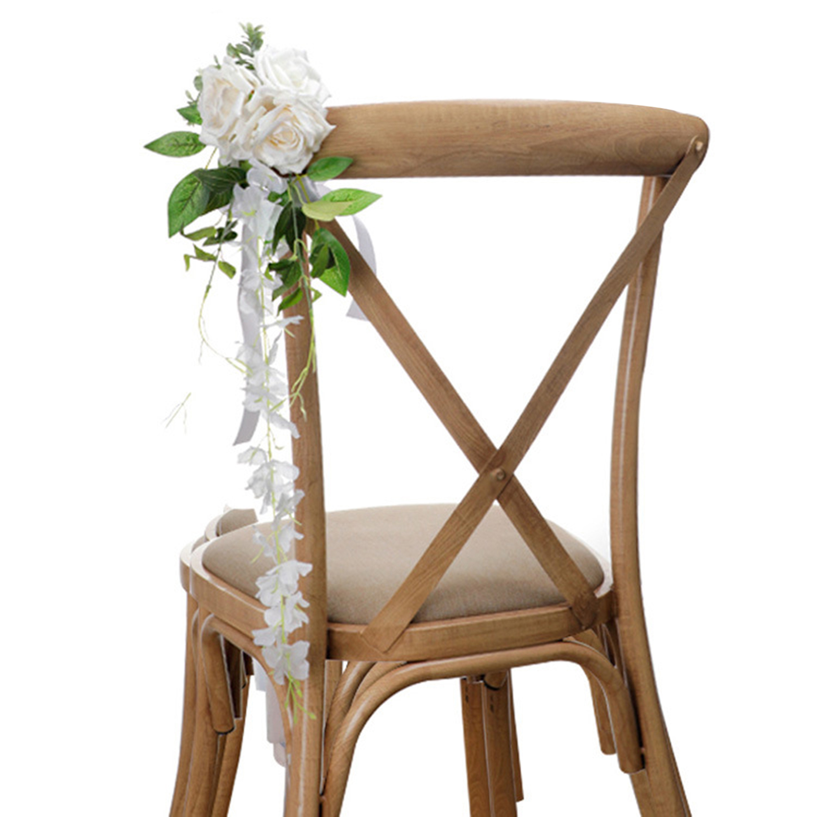 Elegante Künstliche Blumen Und Blätter Für Stuhllehnen Bei Hochzeiten Im Freien, 61 X 13 Cm