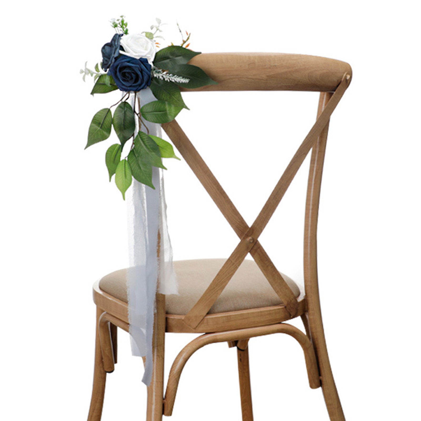 Elegante Künstliche Blumen Und Blätter Für Stuhllehnen Bei Hochzeiten Im Freien, 60 X 13 Cm
