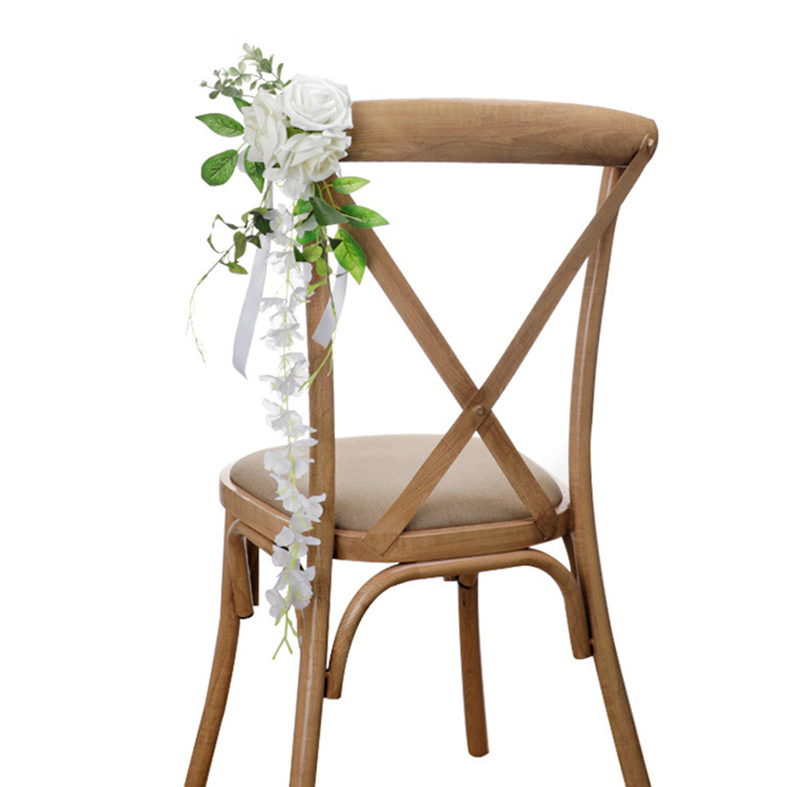 Elegante Künstliche Blumen Und Blätter Für Stuhllehnen Bei Hochzeiten Im Freien, 68 X 13 Cm