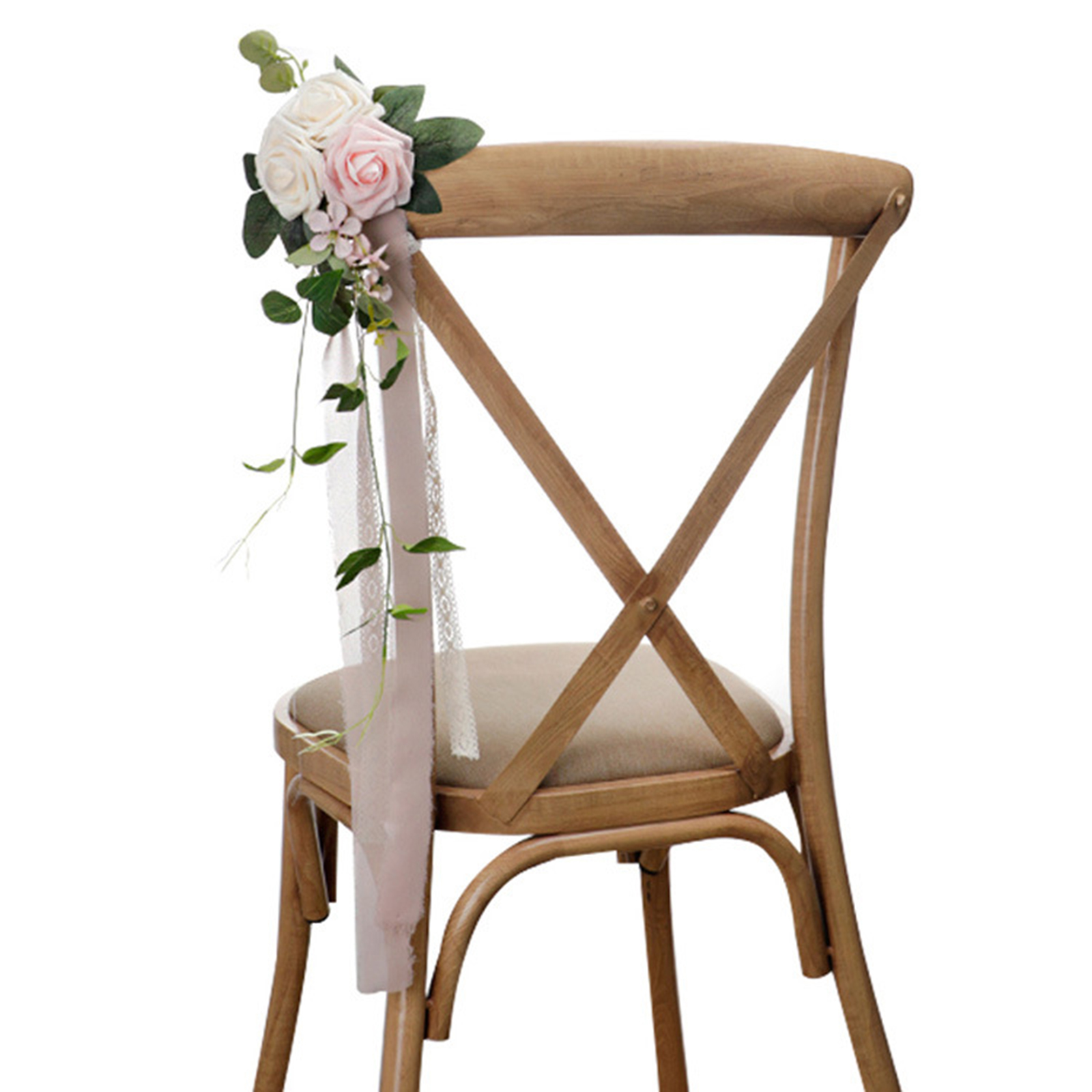 Elegante Künstliche Blumen Und Blätter Für Stuhllehnen Bei Hochzeiten Im Freien, 50 X 13 Cm