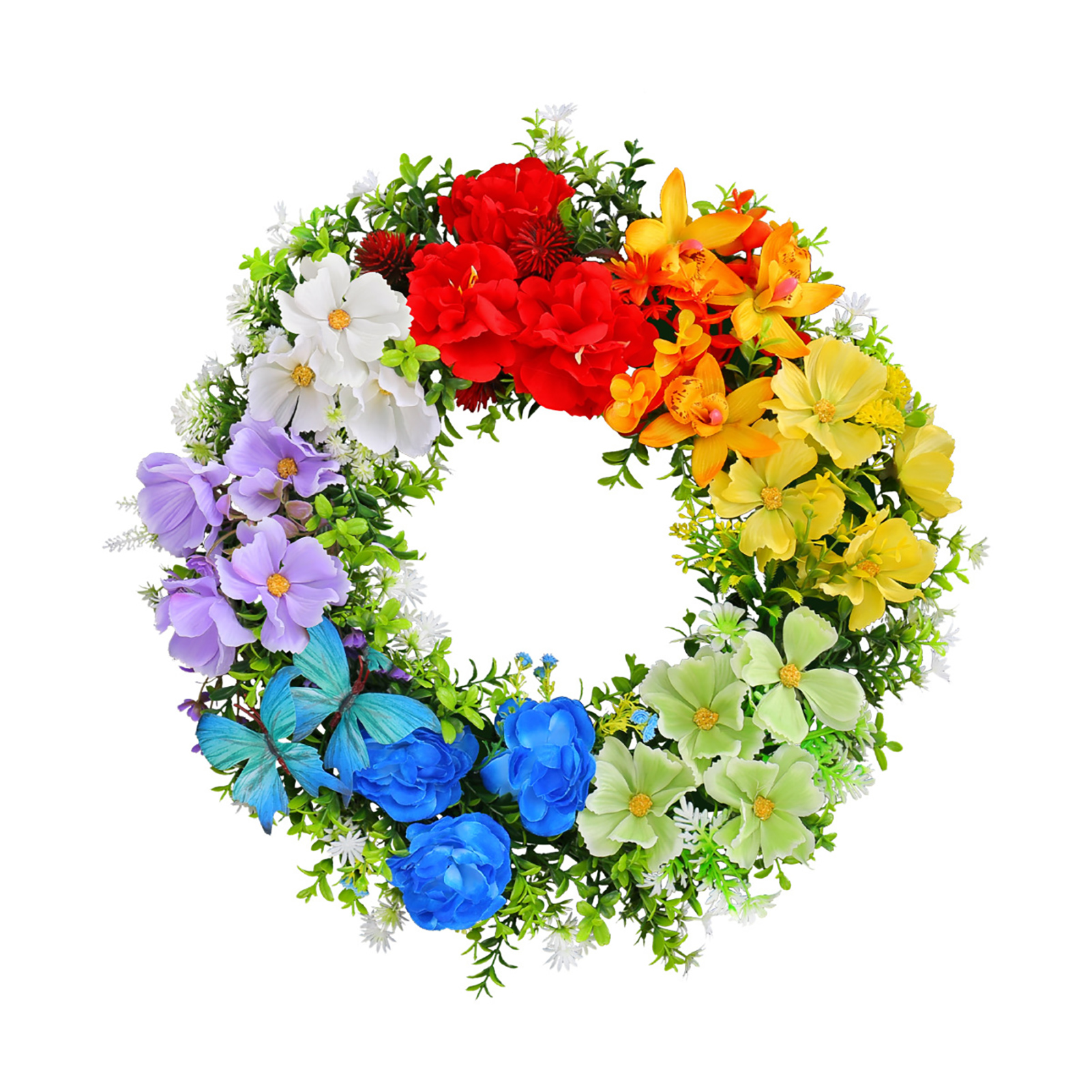 Farbenfrohe Künstliche Blumenkränze Für Frühling Und Sommer, Türdekorationen, Party- Und Hochzeitsdekorationen, Blumenschmuck