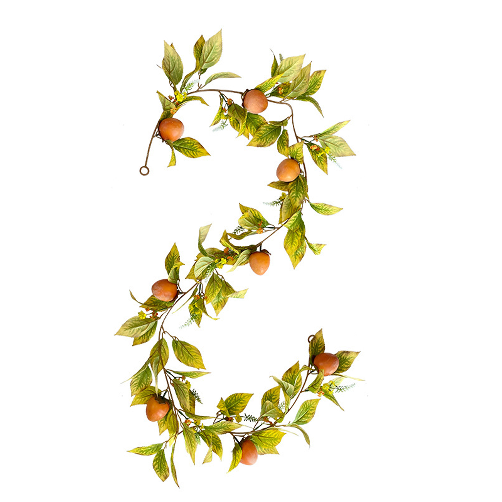 Flexible Ranke In Herbstfarben, 36-zackiges Rosenblatt, Schaumfrucht, Künstliche Kaki-ranke, A05685