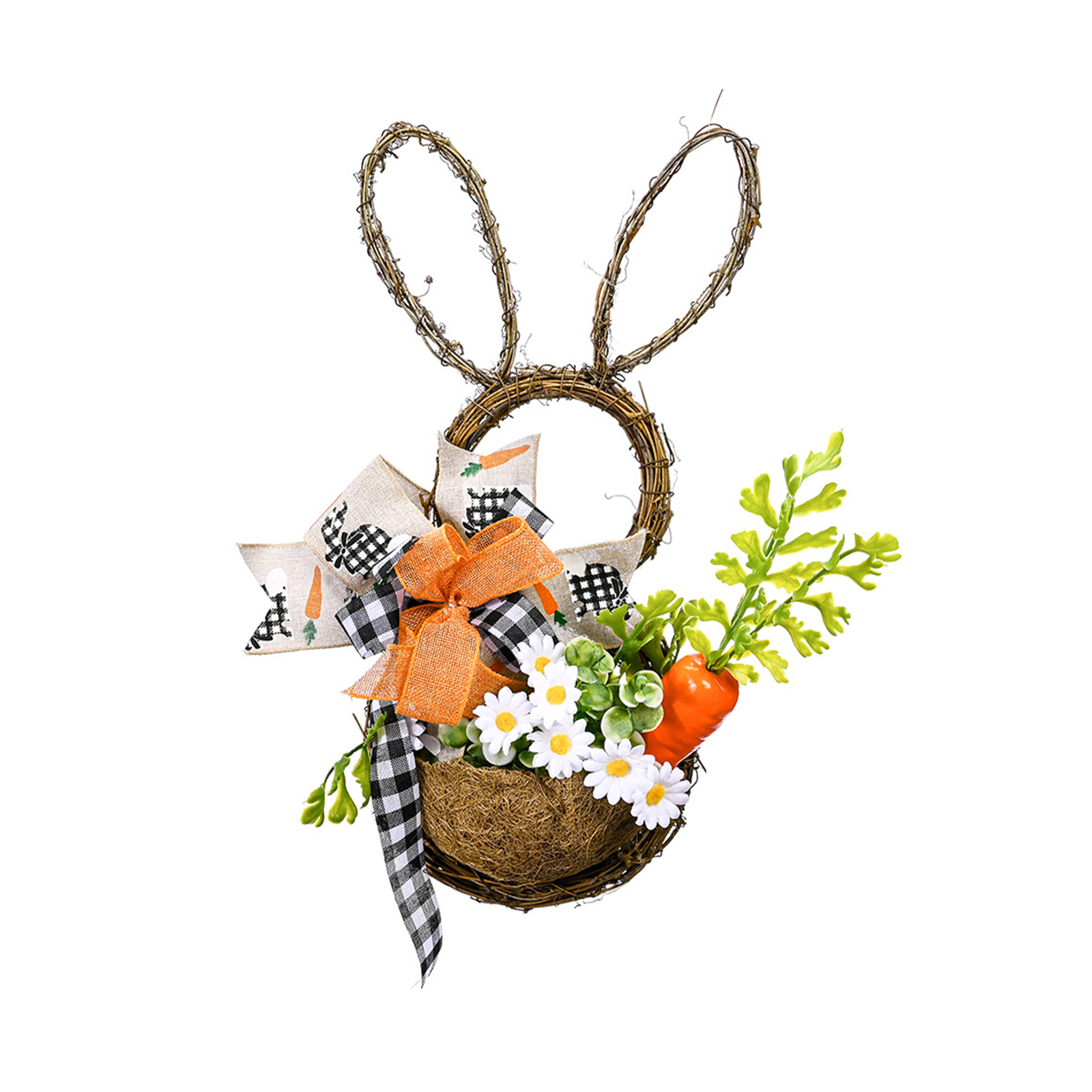 Blumenkranz Mit Hasenmotiv (ohne Beleuchtung) – Osterdekoration – Blumenkranz Mit Hasenmotiv – Verandadekoration