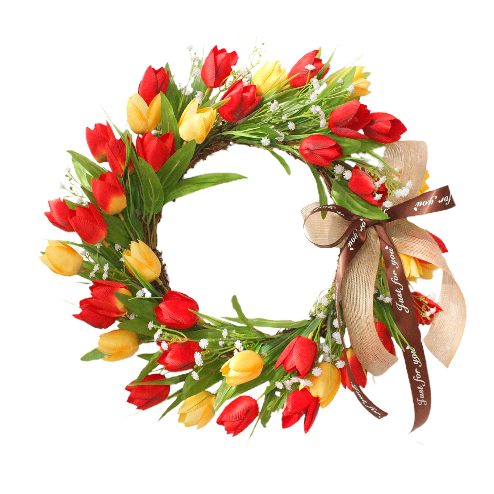 Künstliche Girlande Aus Bunten, Sternförmigen Tulpen, Ideal Für Frühling Und Sommer. Zur Dekoration Von Wand Oder Tür.