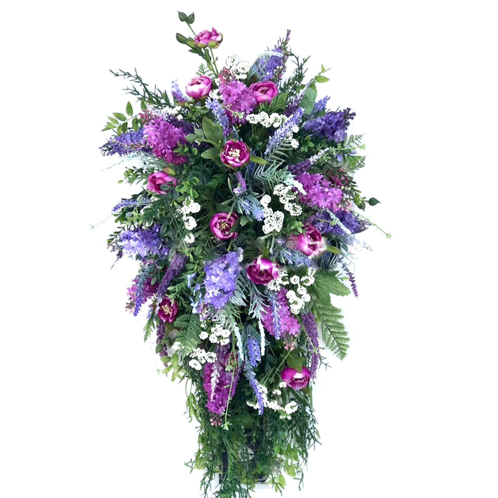Künstlicher Blumenkranz Mit Flieder, Hyazinthen Und Hortensien, Frühlings-sommer-stil, Große Größe (stil B).
