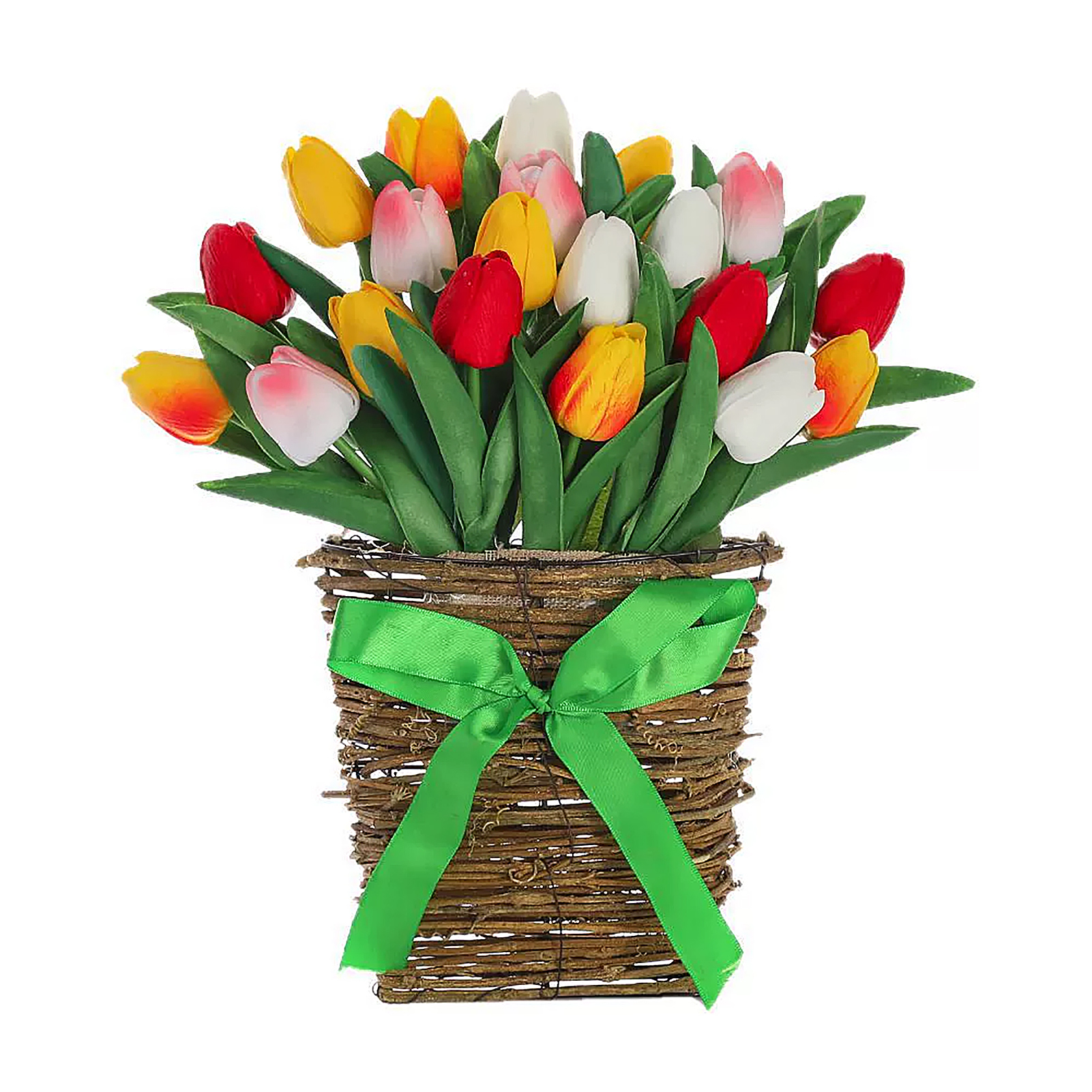 Künstliche Tulpenförmige Wanddekoration, Mehrfarbiger Tulpenförmiger Wandblumenkorb