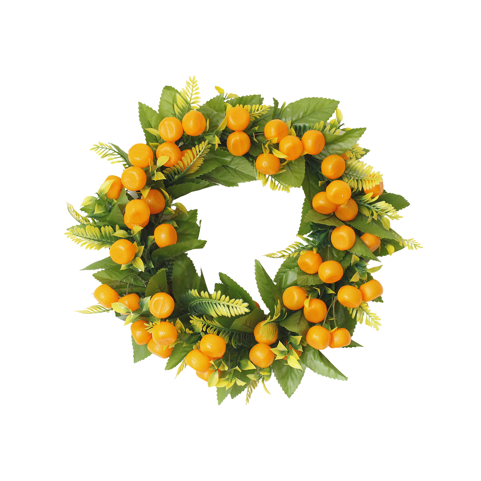 Künstlicher Herbst-kumquat-kranz, Tür-/wanddekoration, Blumenarrangement Für Zuhause, Außendurchmesser Ca. 35 Cm, Aus Rattan, Moos Und Kunststoff.