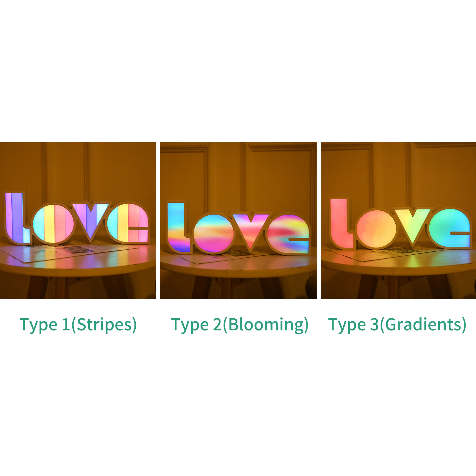 Beleuchteter Led-buchstabe „love“ Mit Bunten Lichtern, Perfekt Für Valentinstag, Hochzeiten, Romantische Heiratsanträge, Partys, Zuhause Oder Bars. Die Ideale Dekoration Für Ihr Zuhause Oder Ihre Bar.