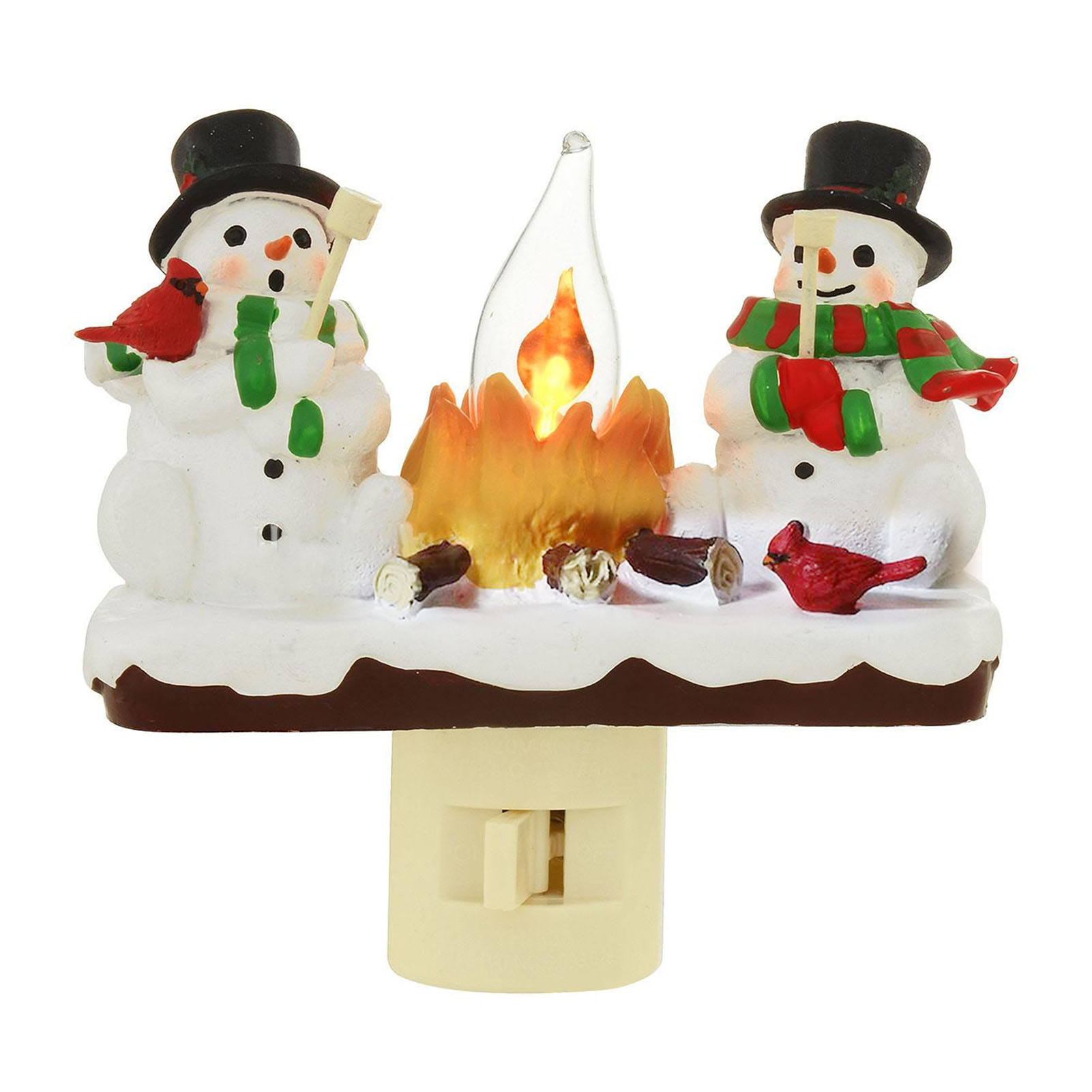 Schneemann- Und Lagerfeuer-nachtlicht Aus Mehrfarbigem Led-kunstharz, Energiesparend, Weihnachtslampe, Geschenk