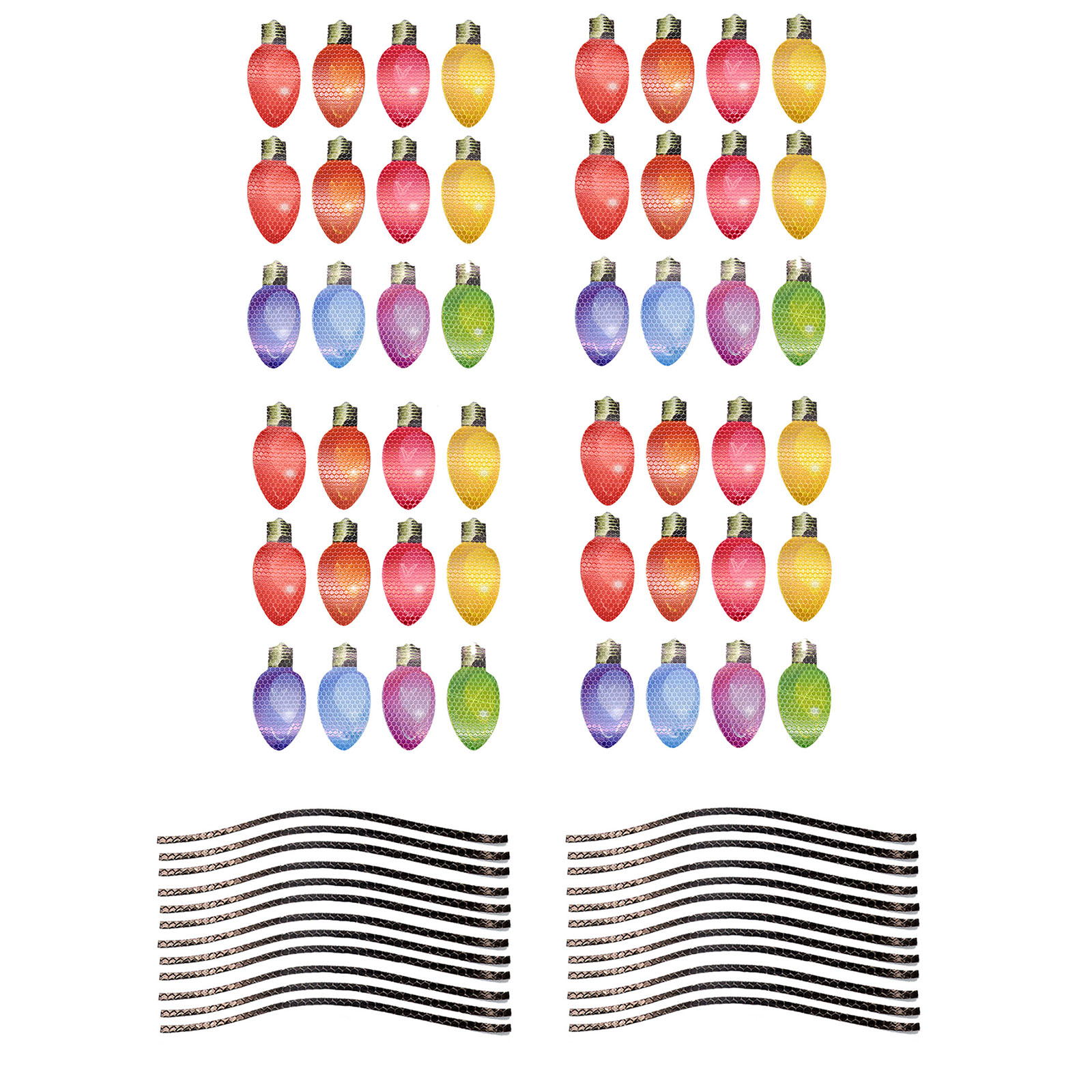 Set Mit 48 Reflektierenden, Glühbirnenförmigen Magneten Für Auto Und Kühlschrank, Inklusive 24 Drähten Und 4 Glühbirnen.