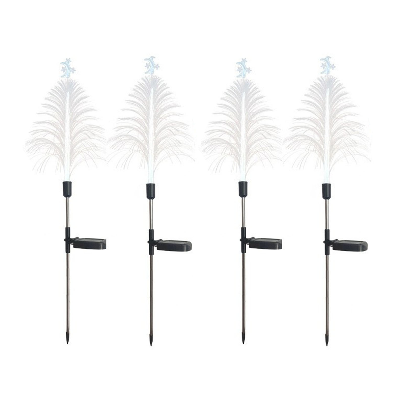 Set Mit 4 Glasfaser-solarleuchten, 7 Wechselnde Farben, Ip65 Wasserdicht, Energiesparend, Dekorativ, Für Garten Und Hof.