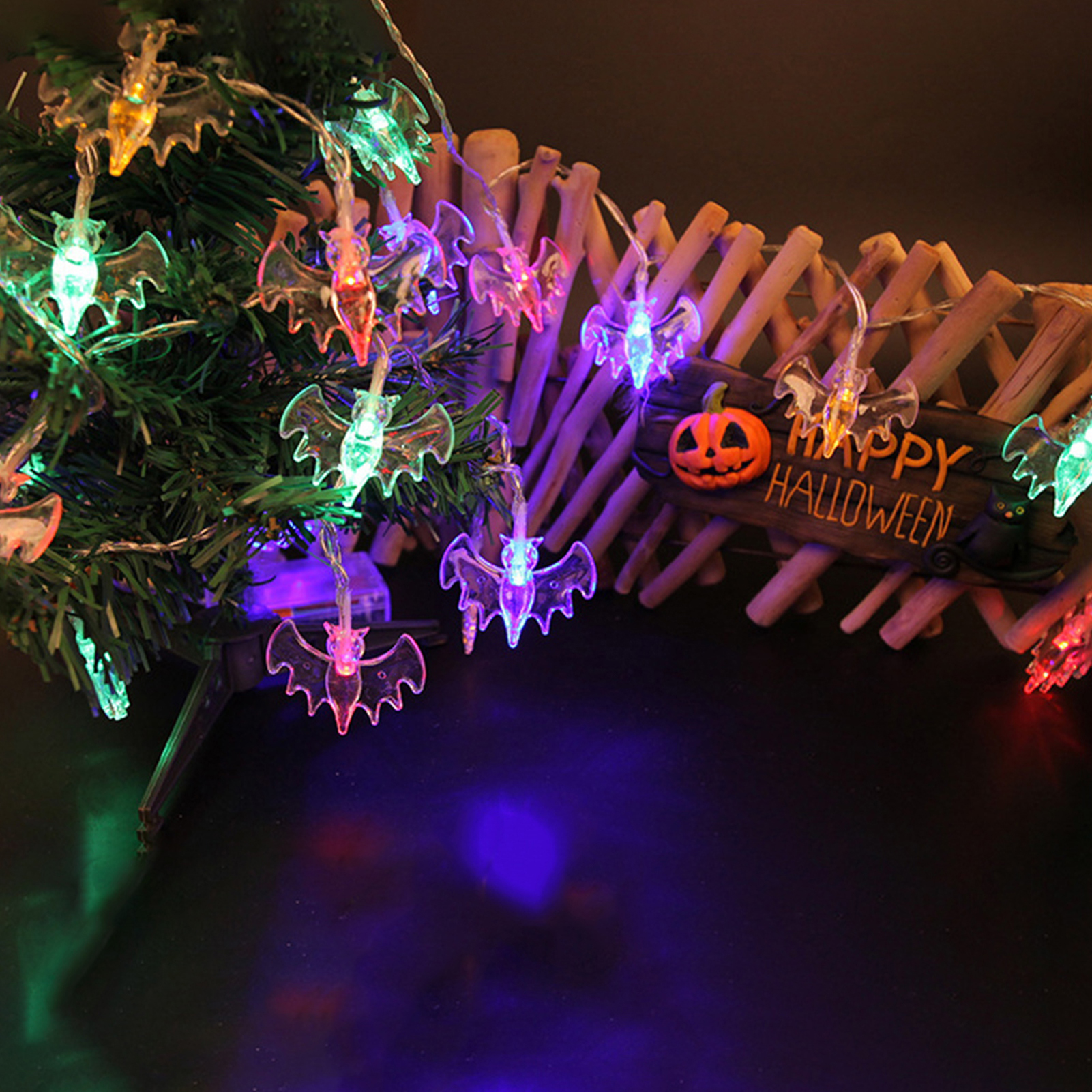 M Lange Halloween-lichterkette Mit 20 Fledermausförmigen Leds, Dekorativ Und Zum Aufhängen, Wasserdicht, Farbenfroh, Batteriebetrieben, Für Eine Gruselige Atmosphäre Auf Ihren Partys.