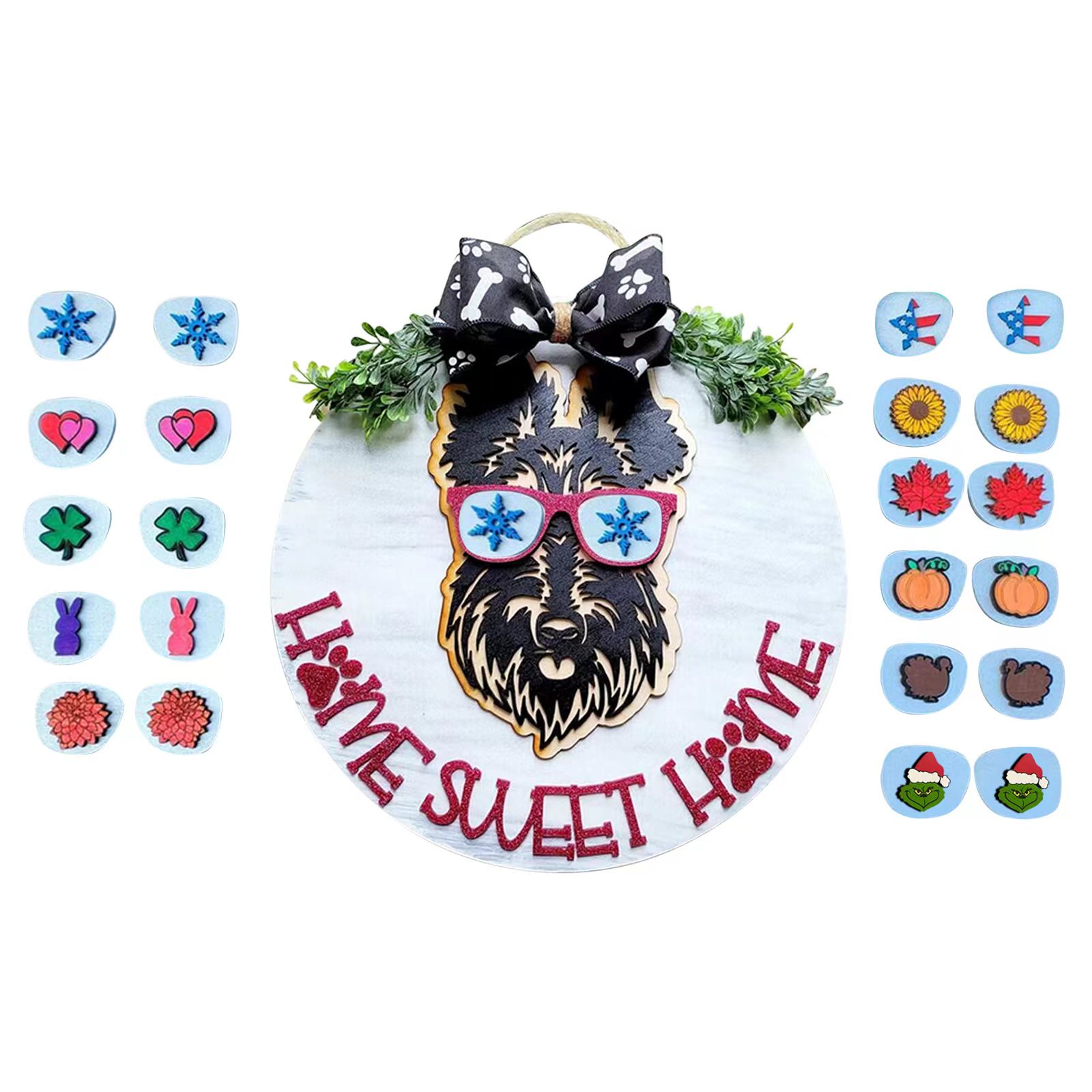 Witziger Willkommenskalender Aus Holz Mit Einem Coolen Hund, Türschild, Innenraumszene, Terrassendekoration Geschenk (d)