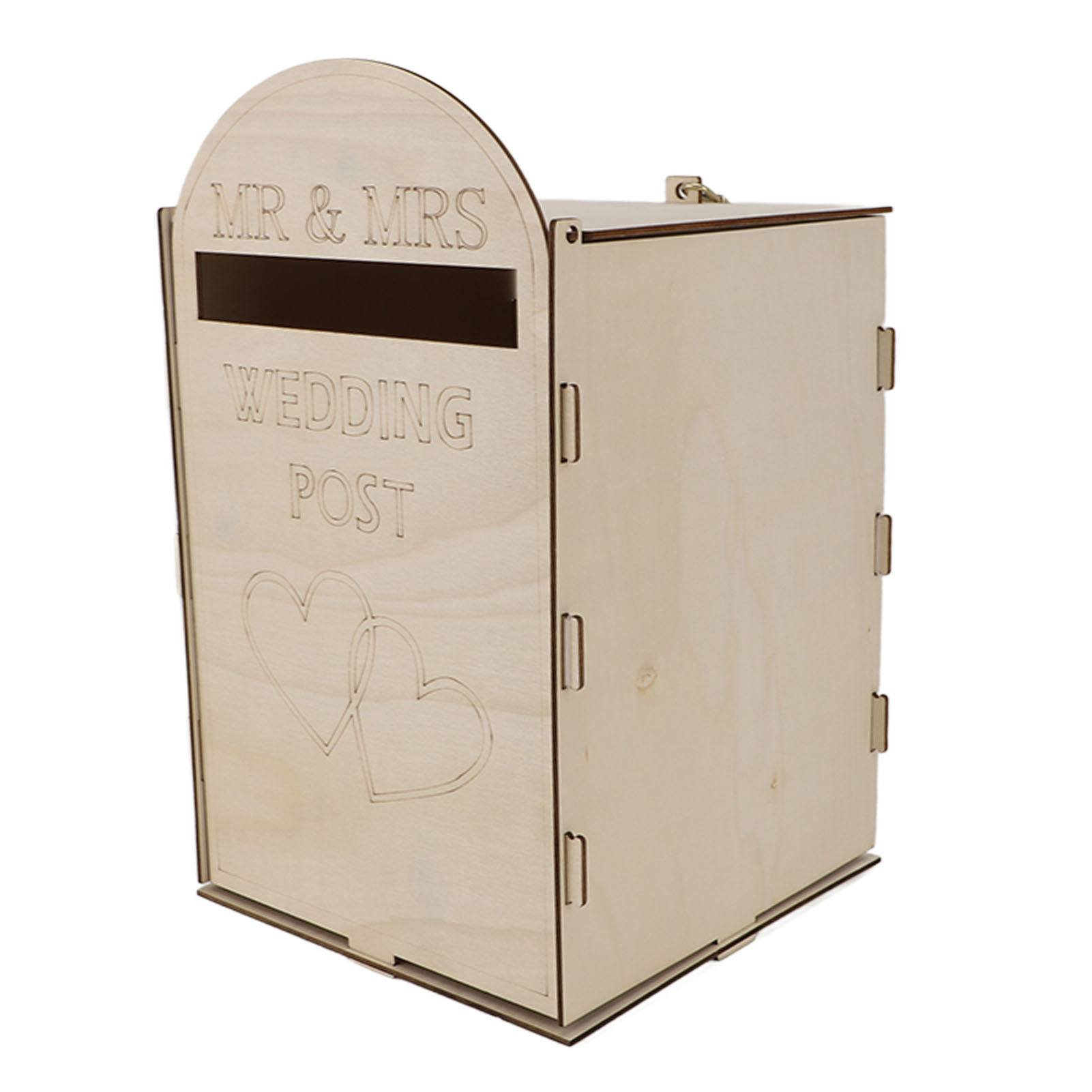 Handgefertigter Hochzeitsbriefkasten Aus Sperrholz Mit Schlüsselschloss. Exquisiter Vintage-briefkasten Für Empfänge, Hochzeitstage Und Herzförmige Feiern.