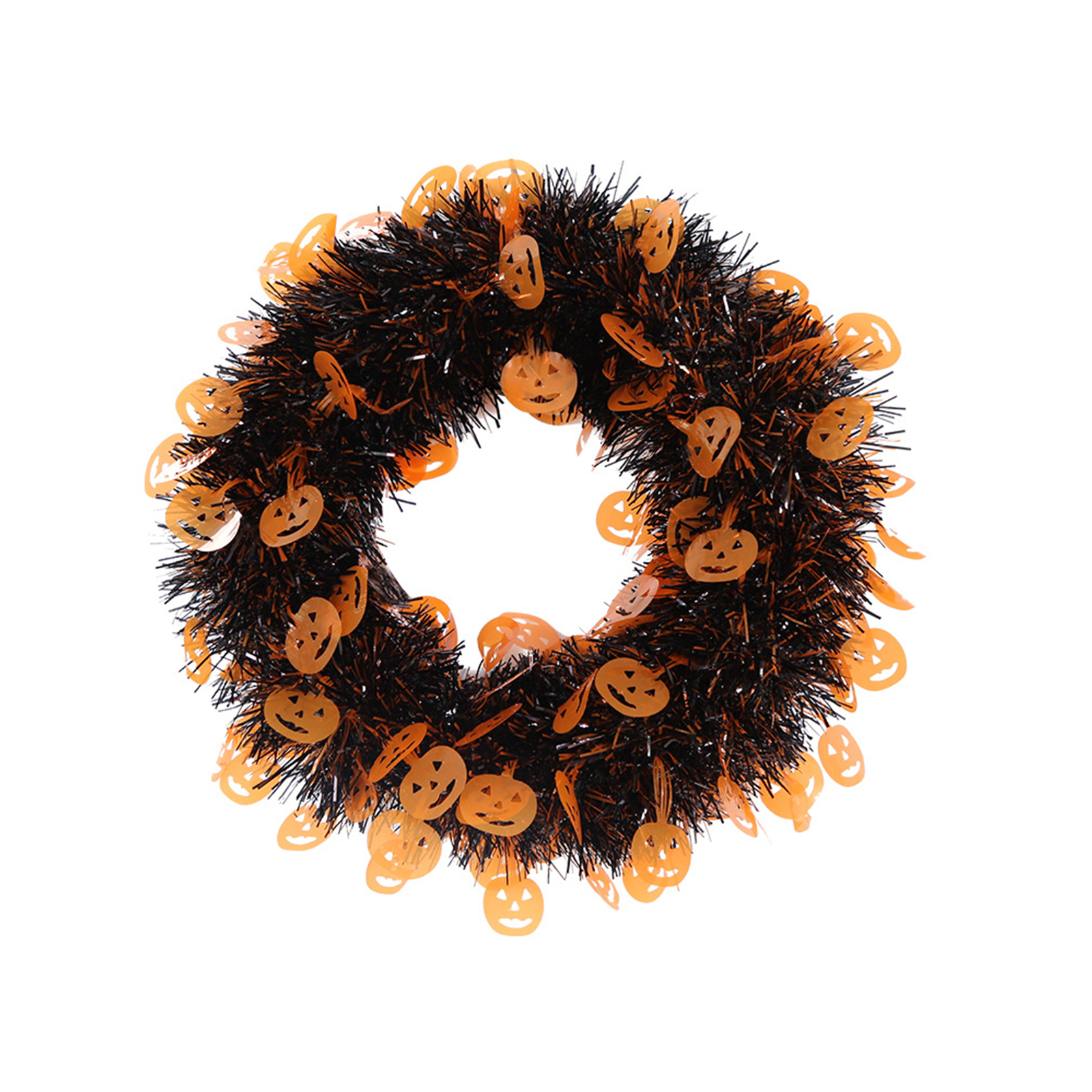 (1 Stück) (orangefarbenes Kürbis-design) Künstlicher Halloween-kranz/kranz Zur Raumdekoration – Halloween-kranzanhänger Mit Kürbisschädel, 27 Cm, Pet