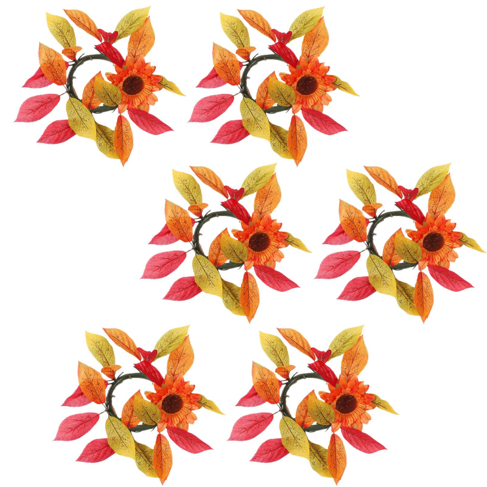 (6 Stück Pro Beutel) (ein Sonnenblumen-kerzenständer (ohne Licht), Ein Ahornblatt-förmiger Kerzenständerkranz Zur Tischdekoration, Ein Blumenkranz)