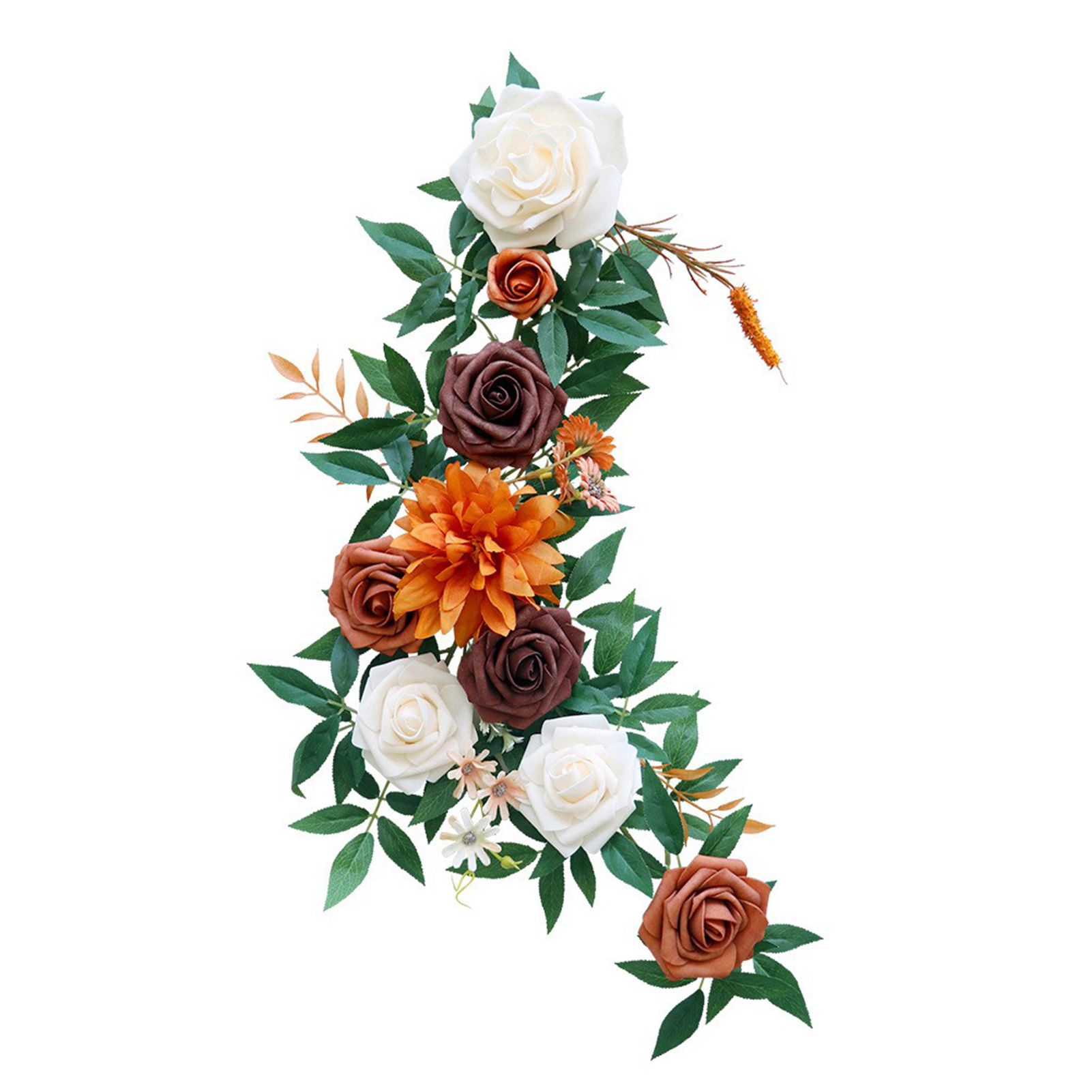 Künstliche Blumengirlande Für Hochzeiten, Stuhllehnen, Künstliches Willkommensschild, Orangefarbene Blumendekoration Für Gartenpartys.