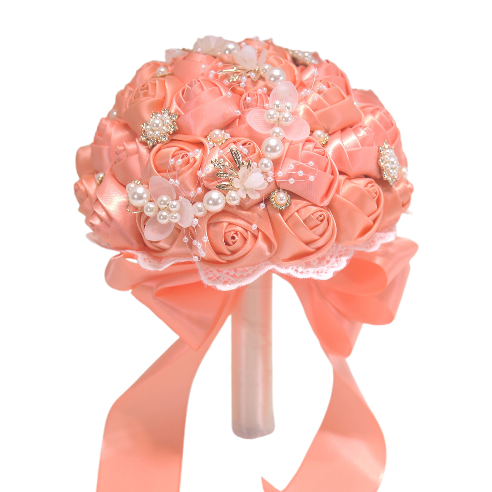 Brautstrauß Aus Künstlichen Rosen Für Braut Und Brautjungfern, Zweifarbig Im Wald-stil (orange).