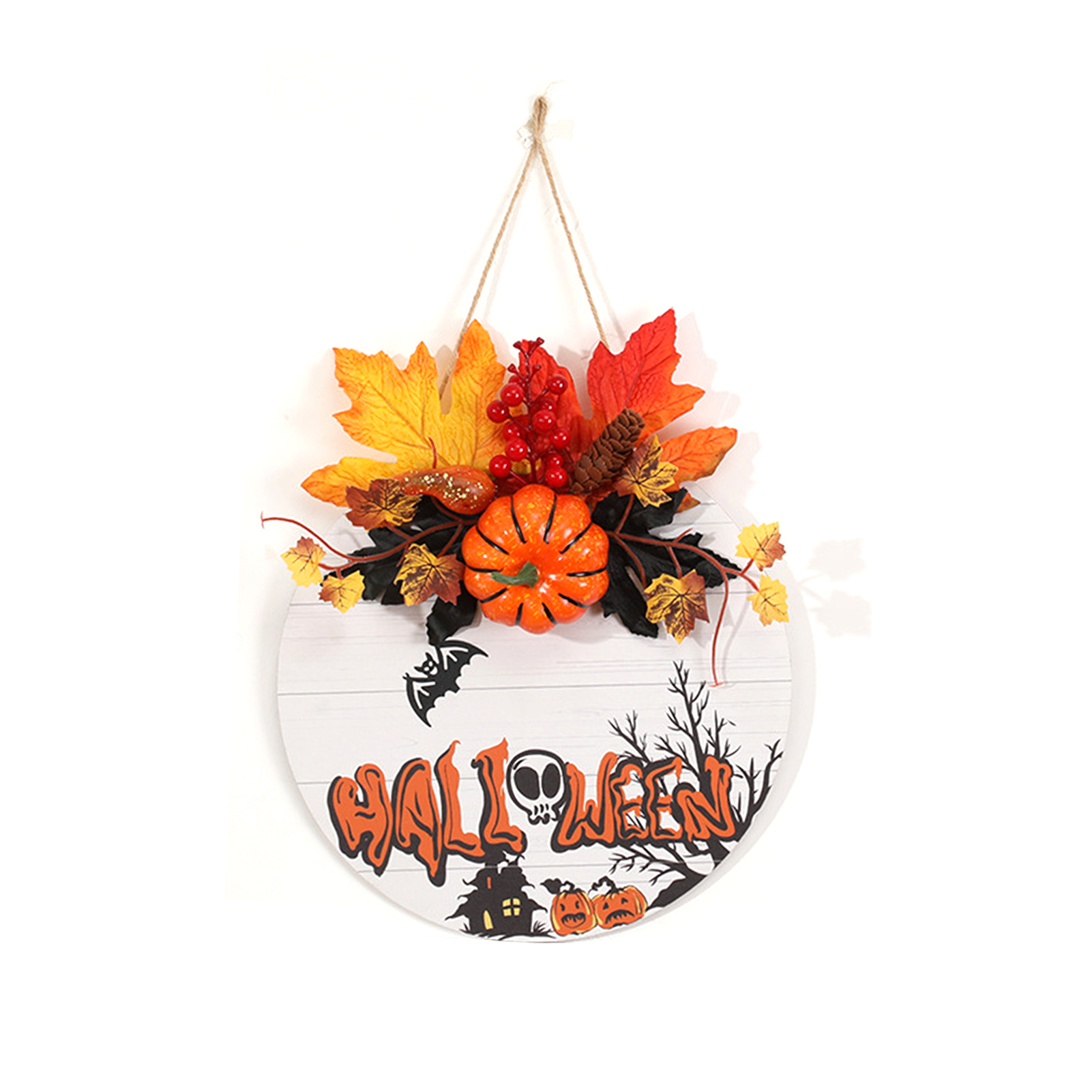 Dekorativer Halloween-kranz, Künstlicher Kürbis Und Ahornblatt Zum Aufhängen An Der Wand, Bühnendekoration, Türschmuck (halloween Neuer Stil 01)