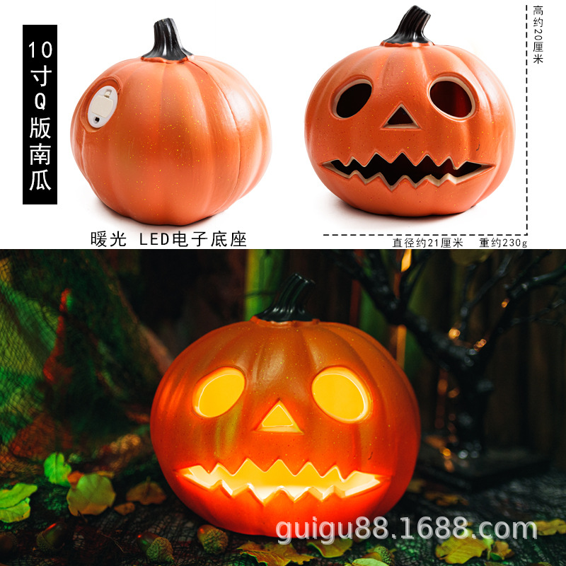 Halloween-kürbislaterne, Hohl Und Mit Leds Beleuchtet, Lustige Dekoration Für Einkaufszentren, Vergnügungsparks, Für Den Innen- Und Außenbereich, 10-zoll-q-version.