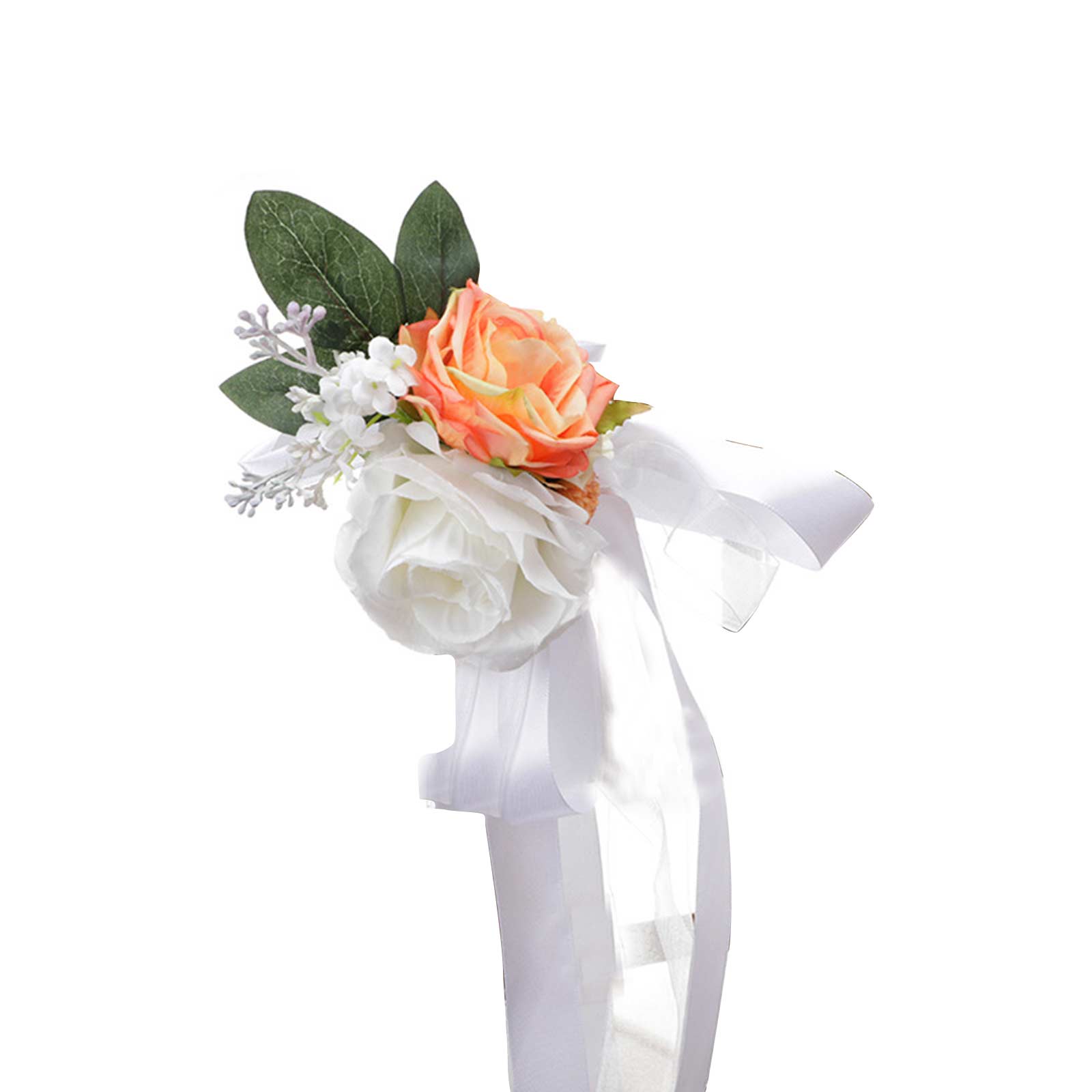 Künstliche Stuhllehnenblume 43x13cm Seidenrose Orange