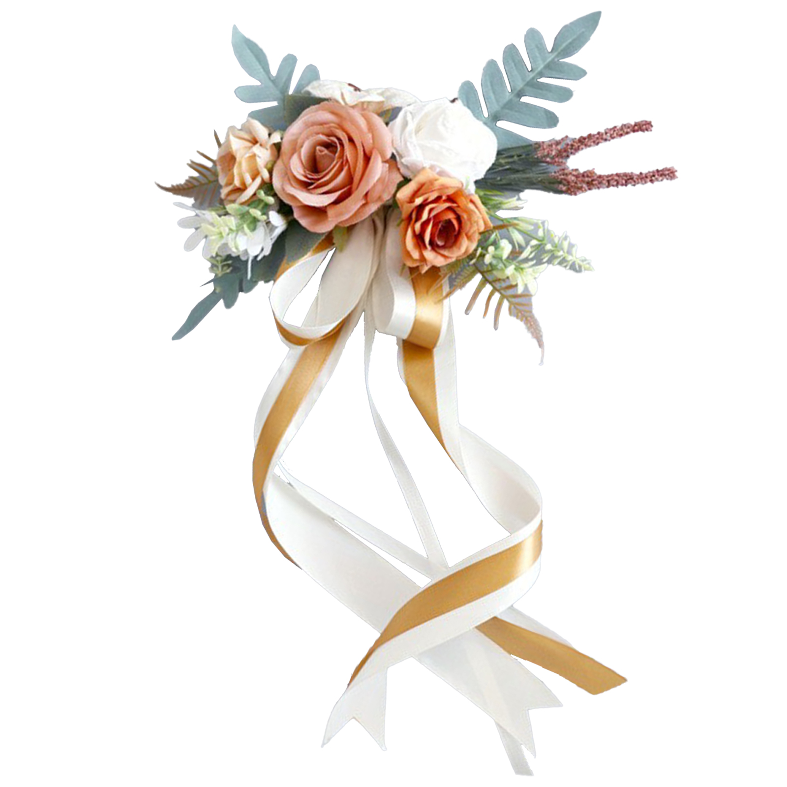 Elegante Künstliche Rosenblumen Für Die Kirchenbank Bei Hochzeiten, Stuhldekorationen Für Besondere Anlässe, Schmutziges Orange