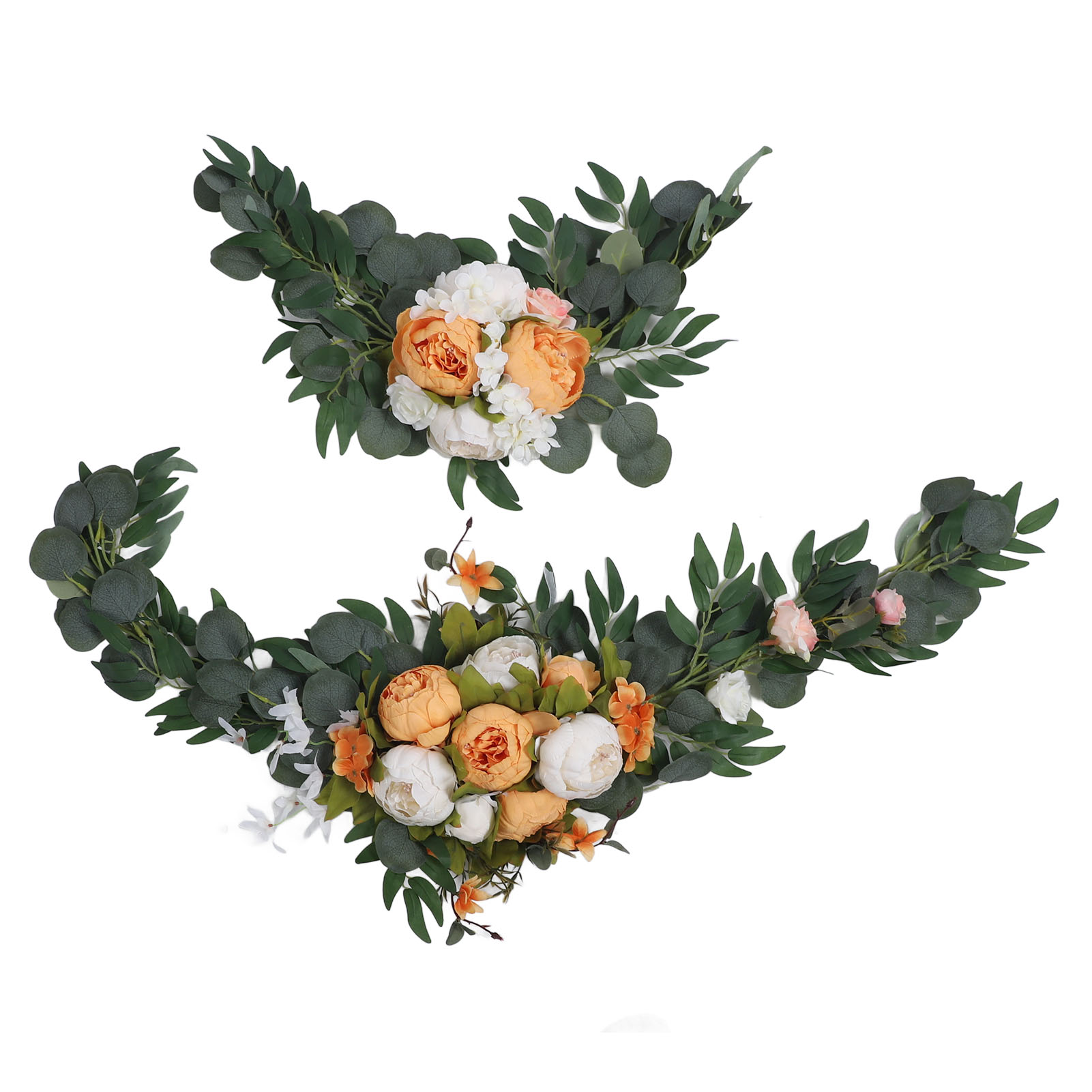 2 Künstliche Hochzeitsbögen, Orangefarbene Blumen, Zeitlose Und Edle Farben, Romantische Willkommensschilder Für Hochzeiten.