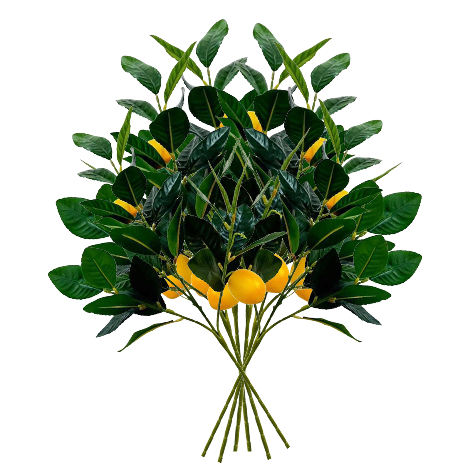Künstlicher Zitronenblatt-bonsai, Mini-künstliches Orangefarbenes Areca-palmenblatt, Bürodekoration Für Zuhause Oder Wohnzimmer (zitronenzweig, 6 Stück)