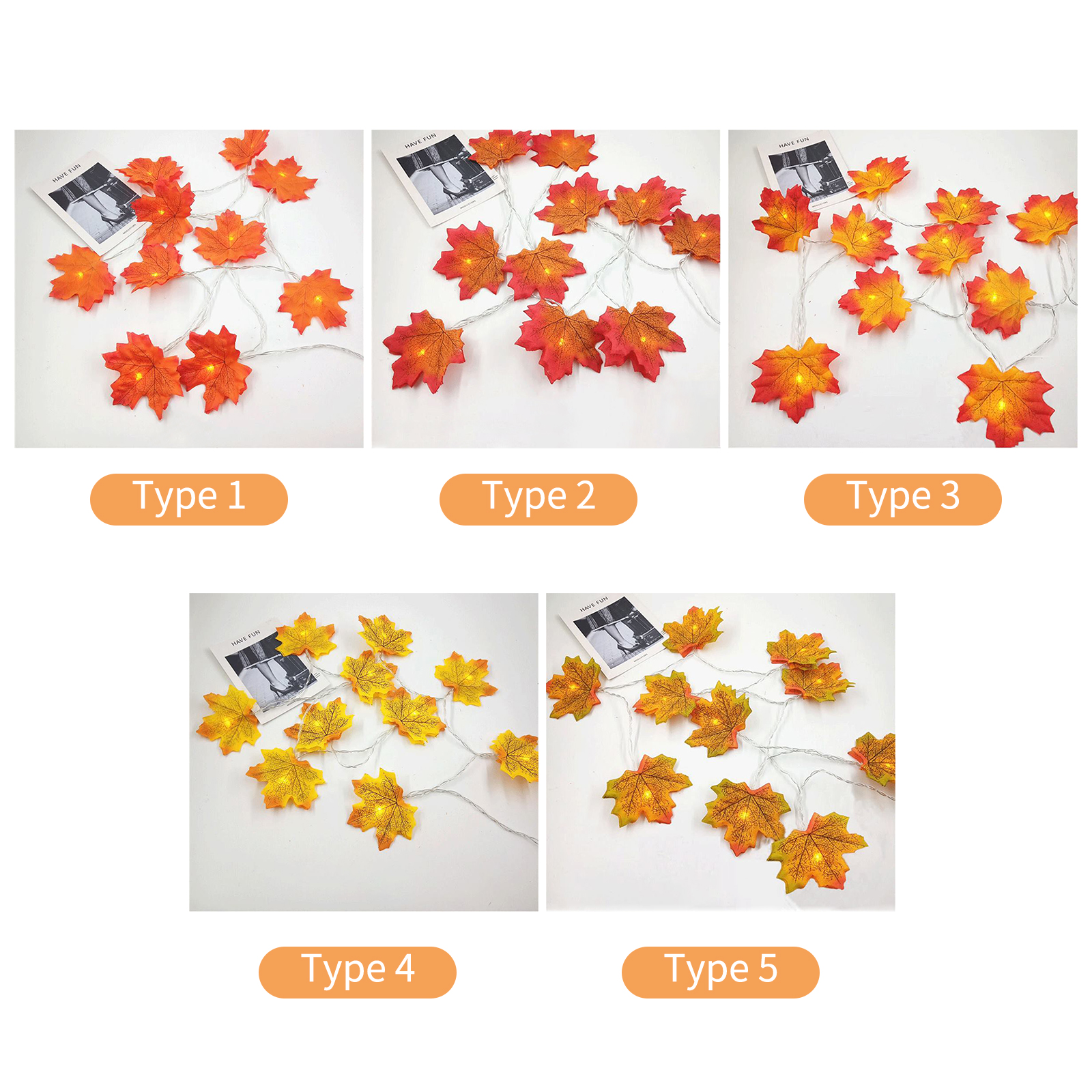 Meter Lange Halloween-lichterkette Mit 40 Ahornblatt-leds, Warmweiß, Wasserdicht, Batteriebetrieben, Dekorative Beleuchtung
